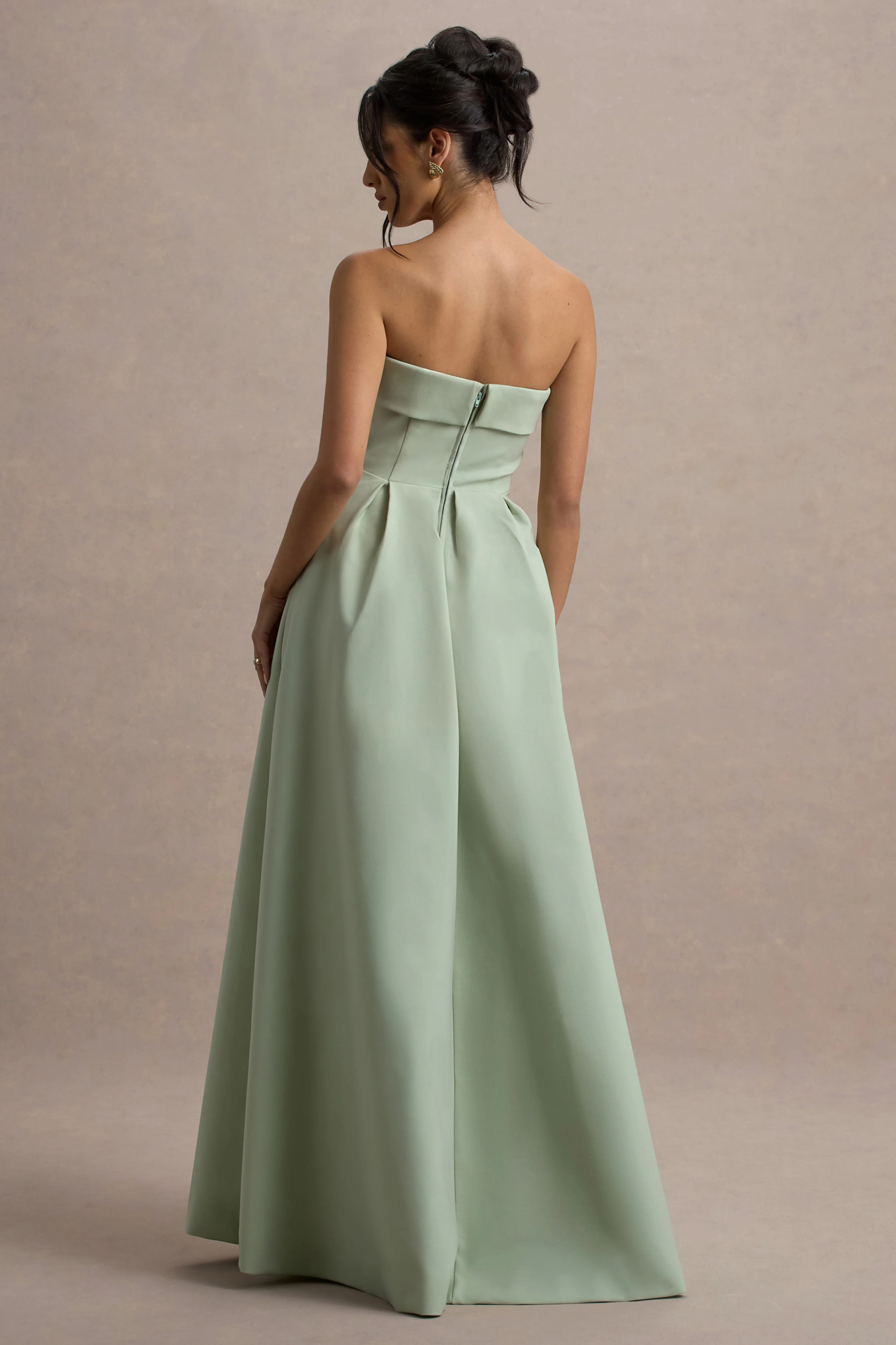 Maddalena | Light Green Bandeau Skater Maxi Dress