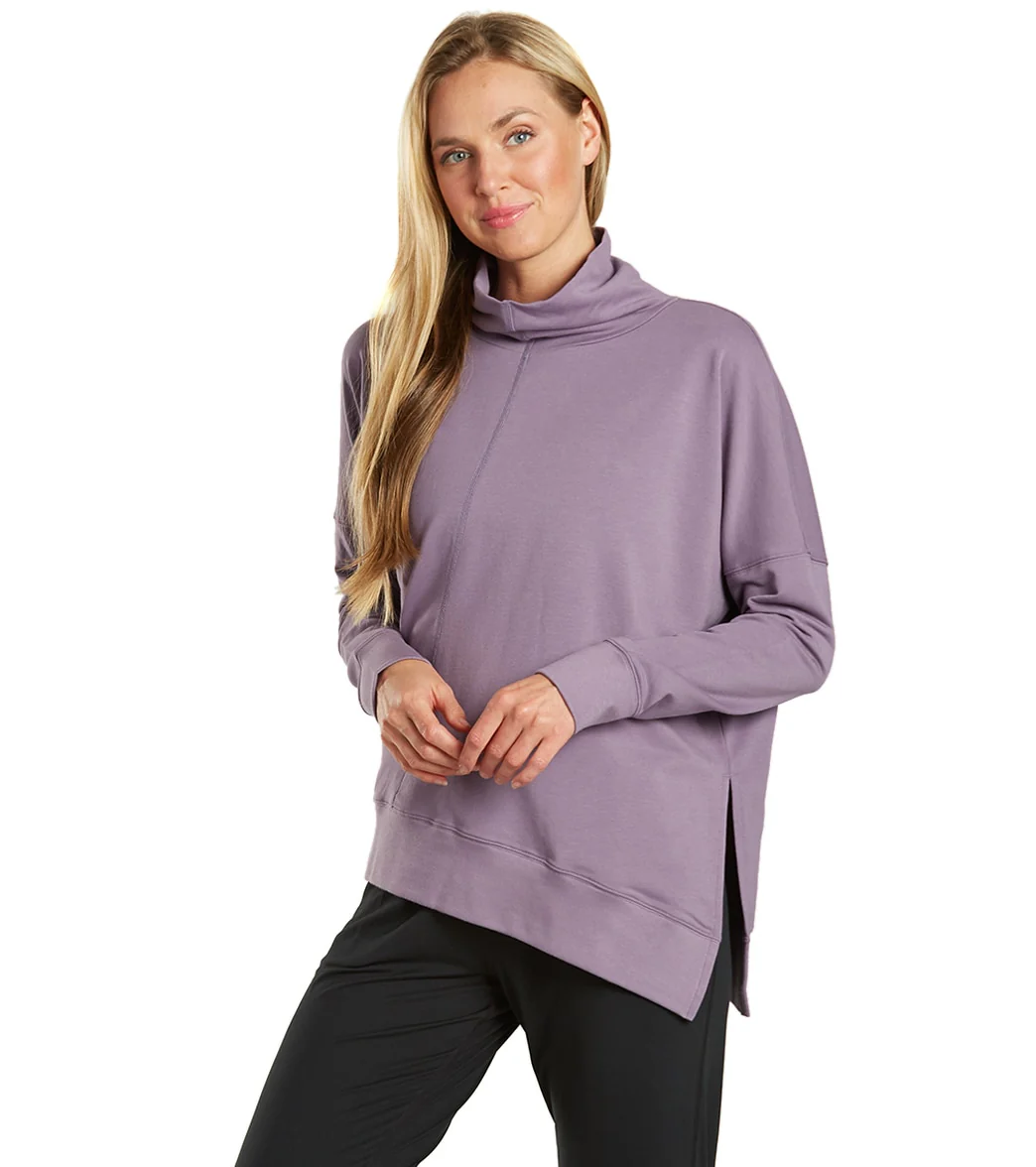 Everyday Yoga Shine Solid Roll Neck Asymmetric Sweatshirt
