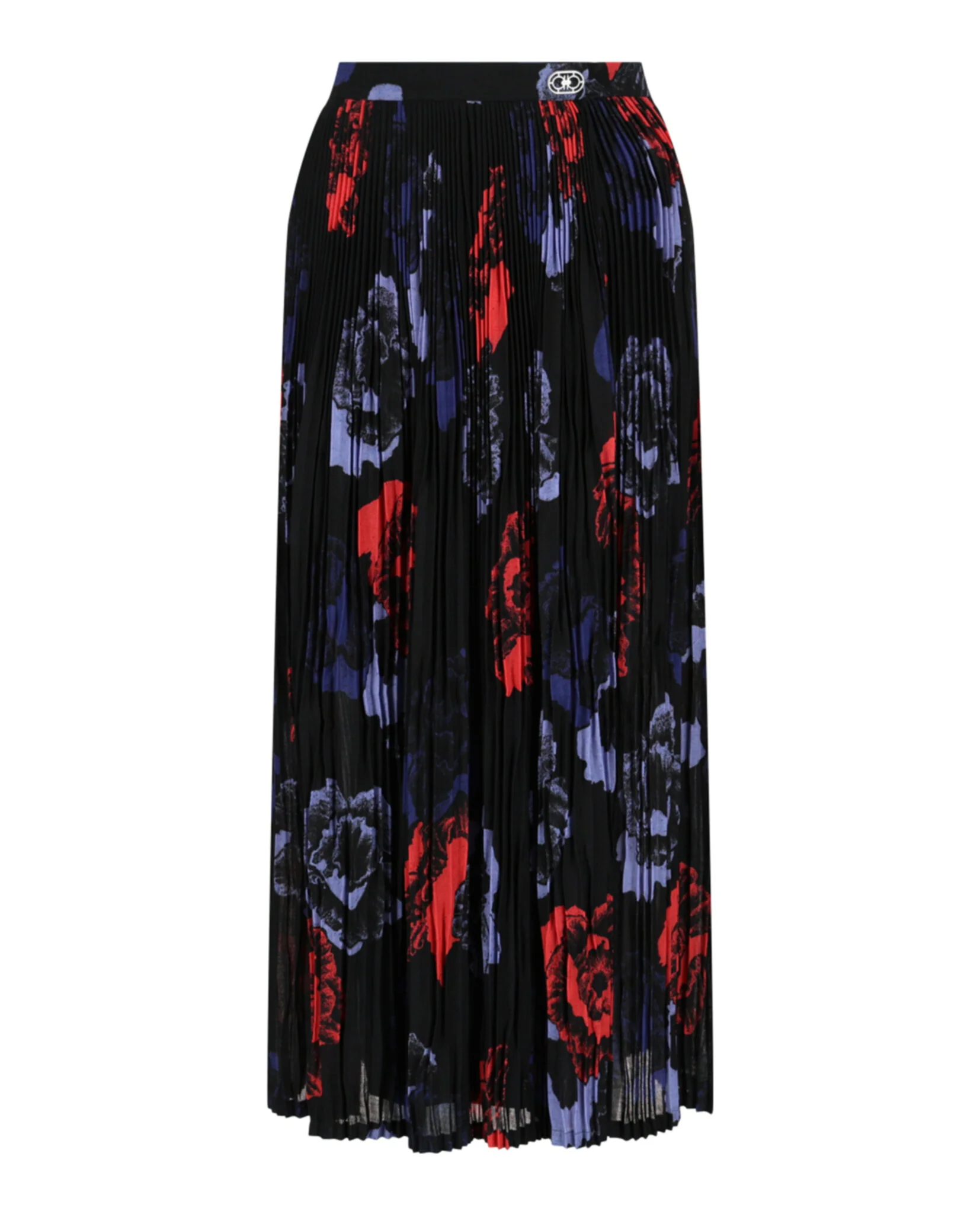 Pleated Poppies Midi Skirt