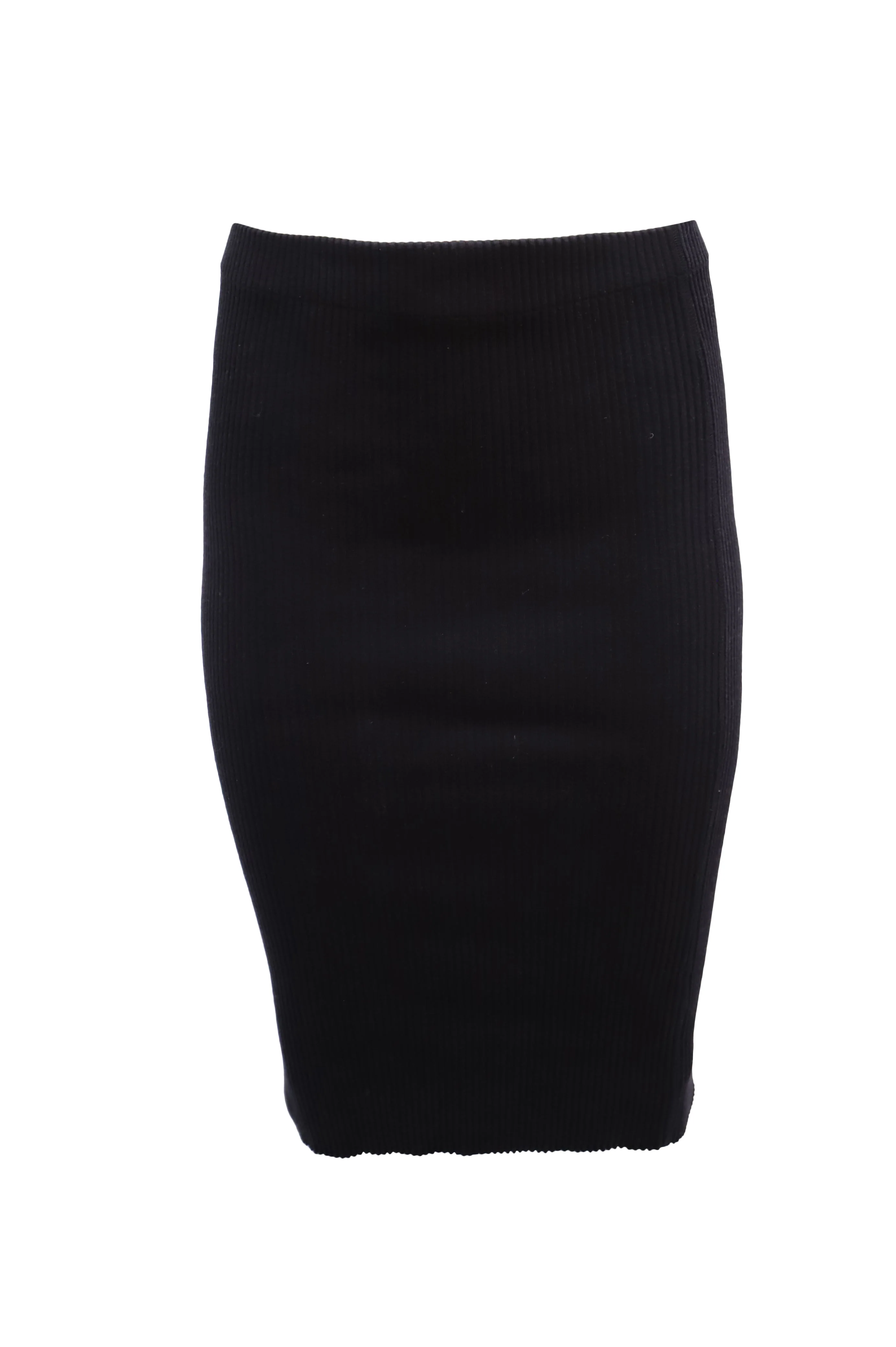 Vince Ribbed-Knit Midi Skirt in Navy Blue Cotton