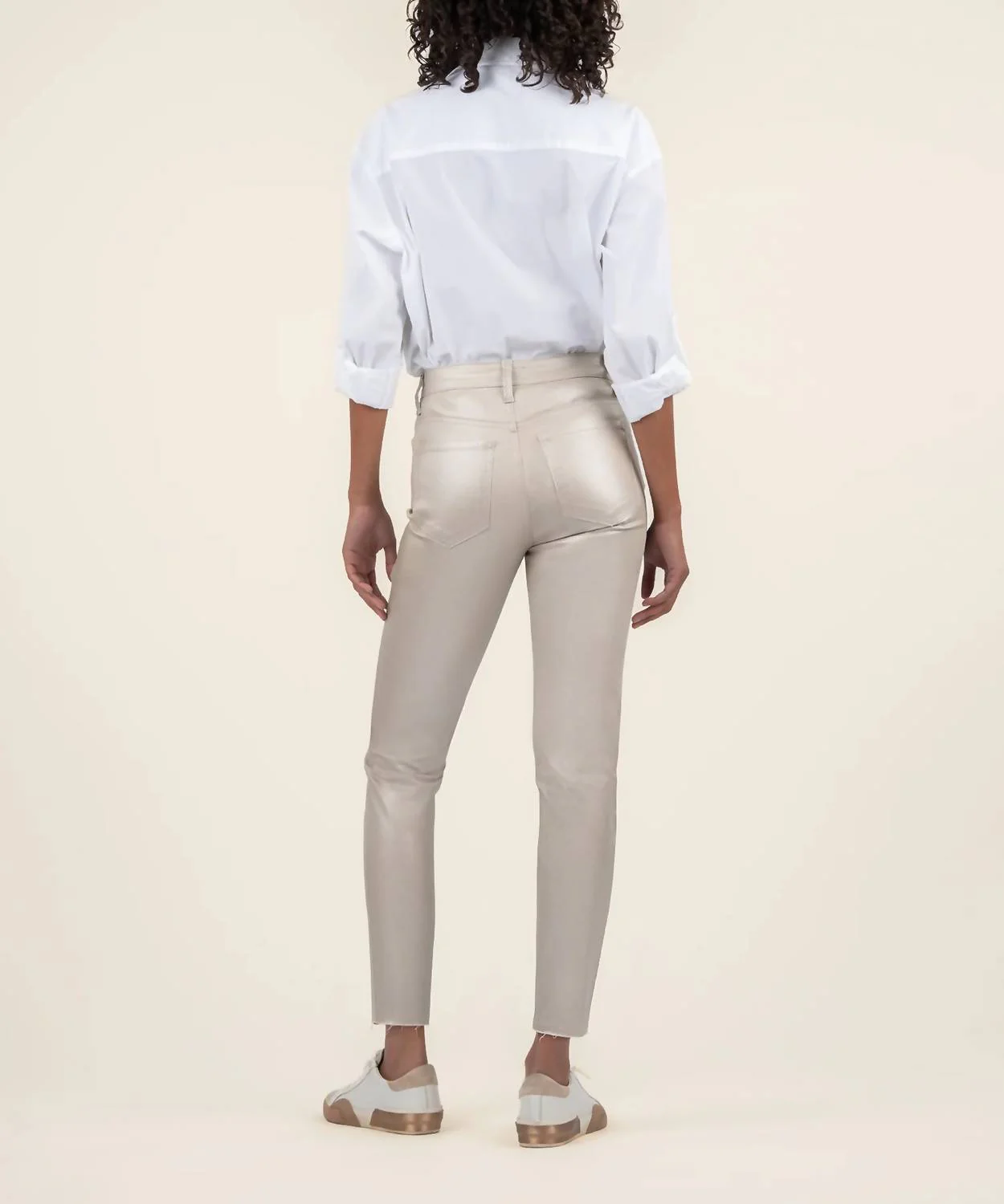 Charlize Coated Cigarette Leg Jeans In Rose Gold