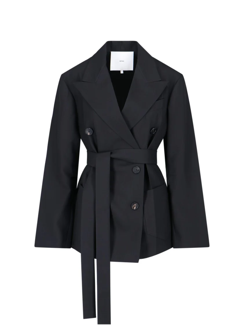 Enrico' Double-Breasted Blazer – Black