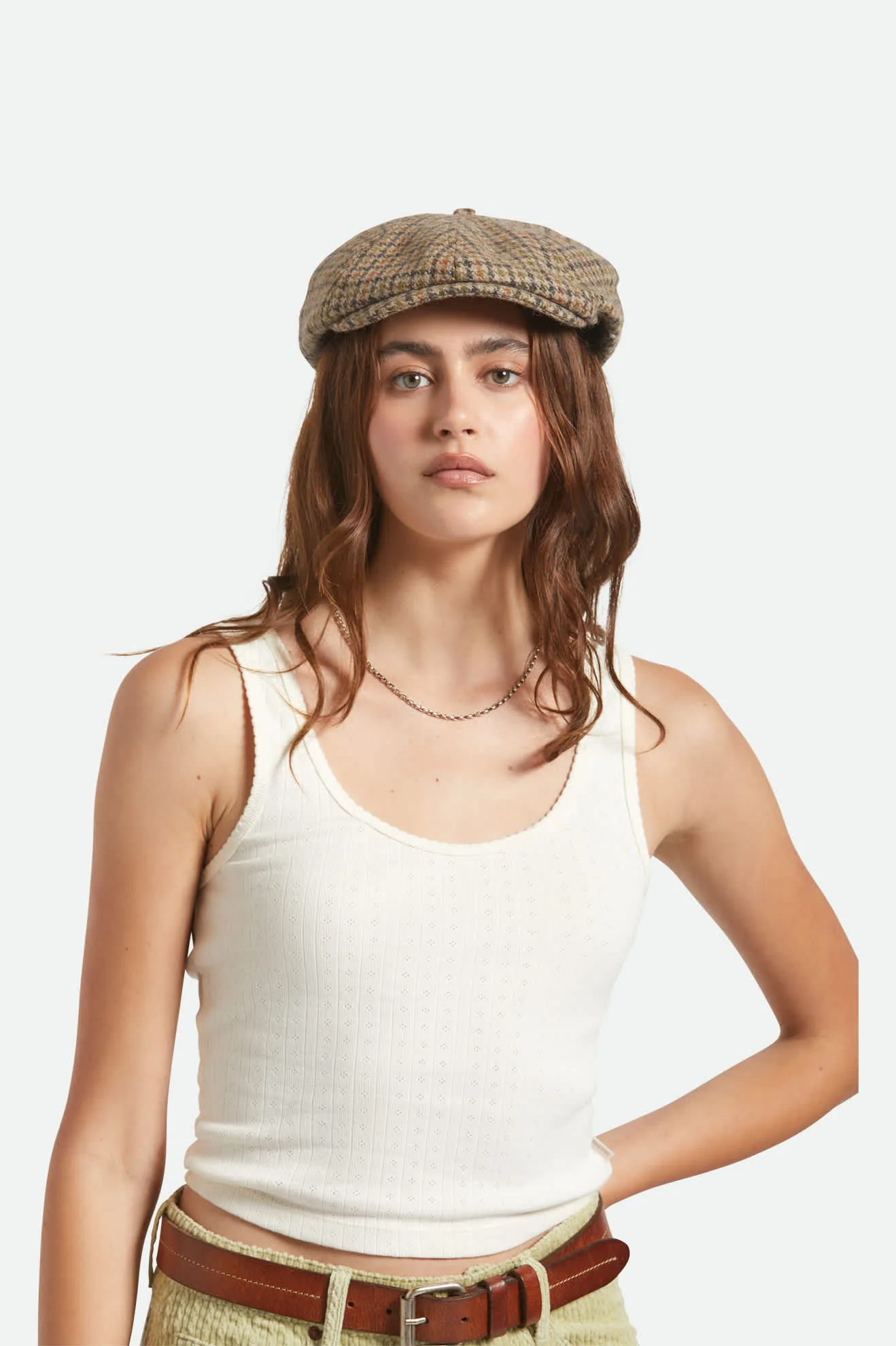 Brood Newsboy Cap - Oatmeal/Charcoal Houndstooth