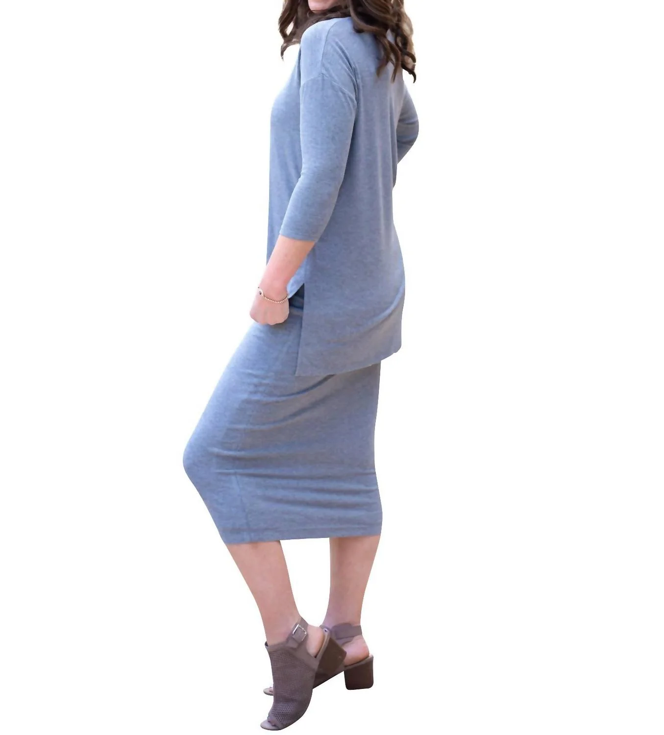 Ribbed Skirt In Light Gray