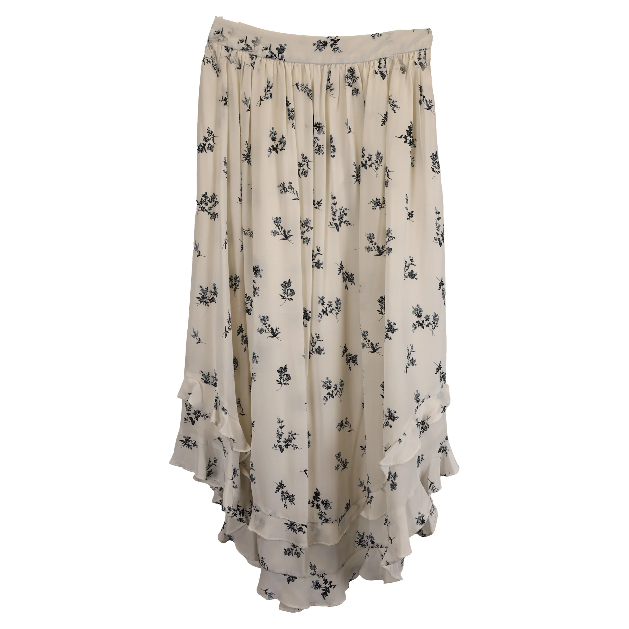 Zimmermann Ditsy Floral Midi Skirt in Cream Viscose