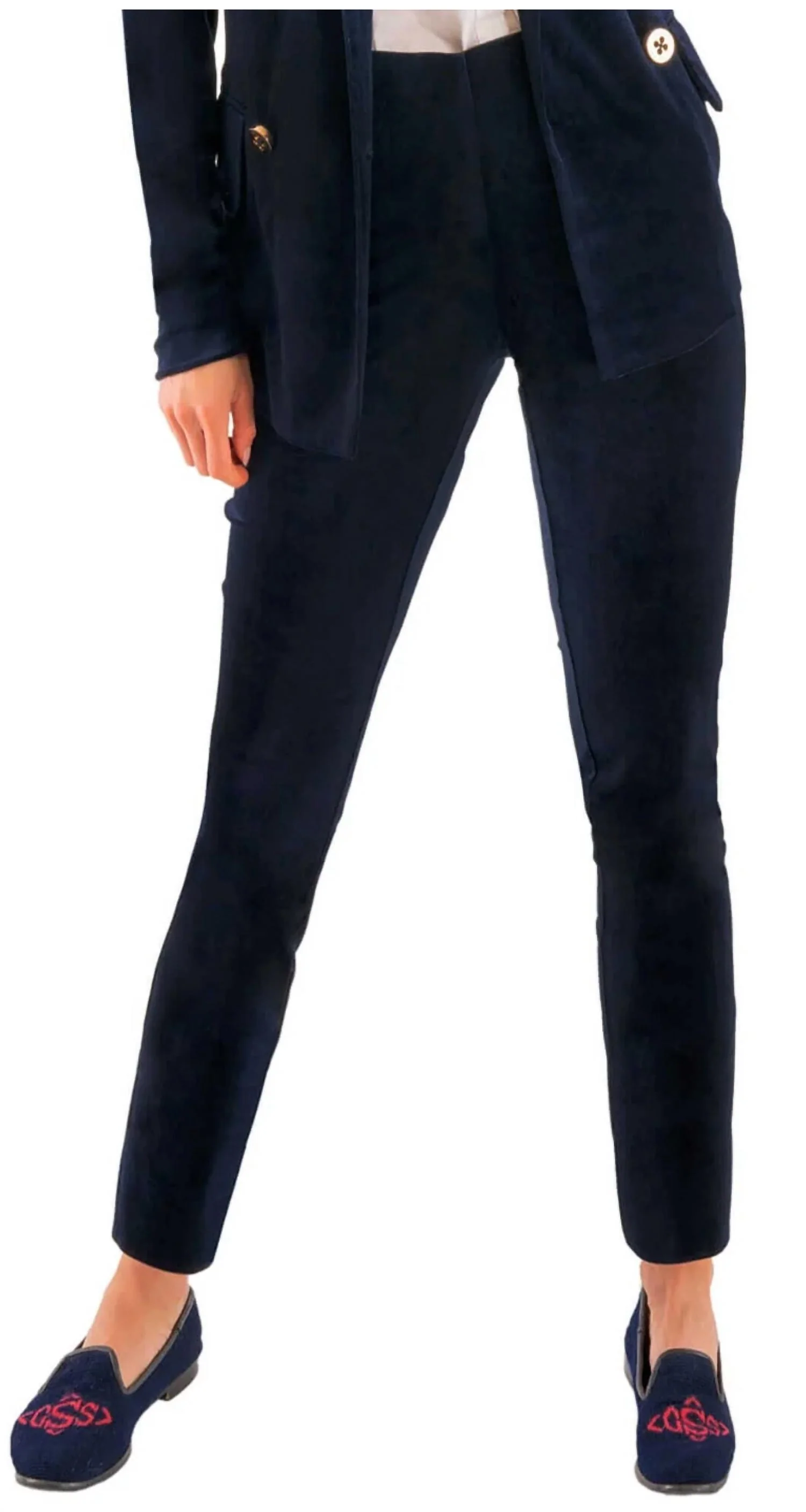 Gripeless Pull On Pants In Navy Silky Velvet