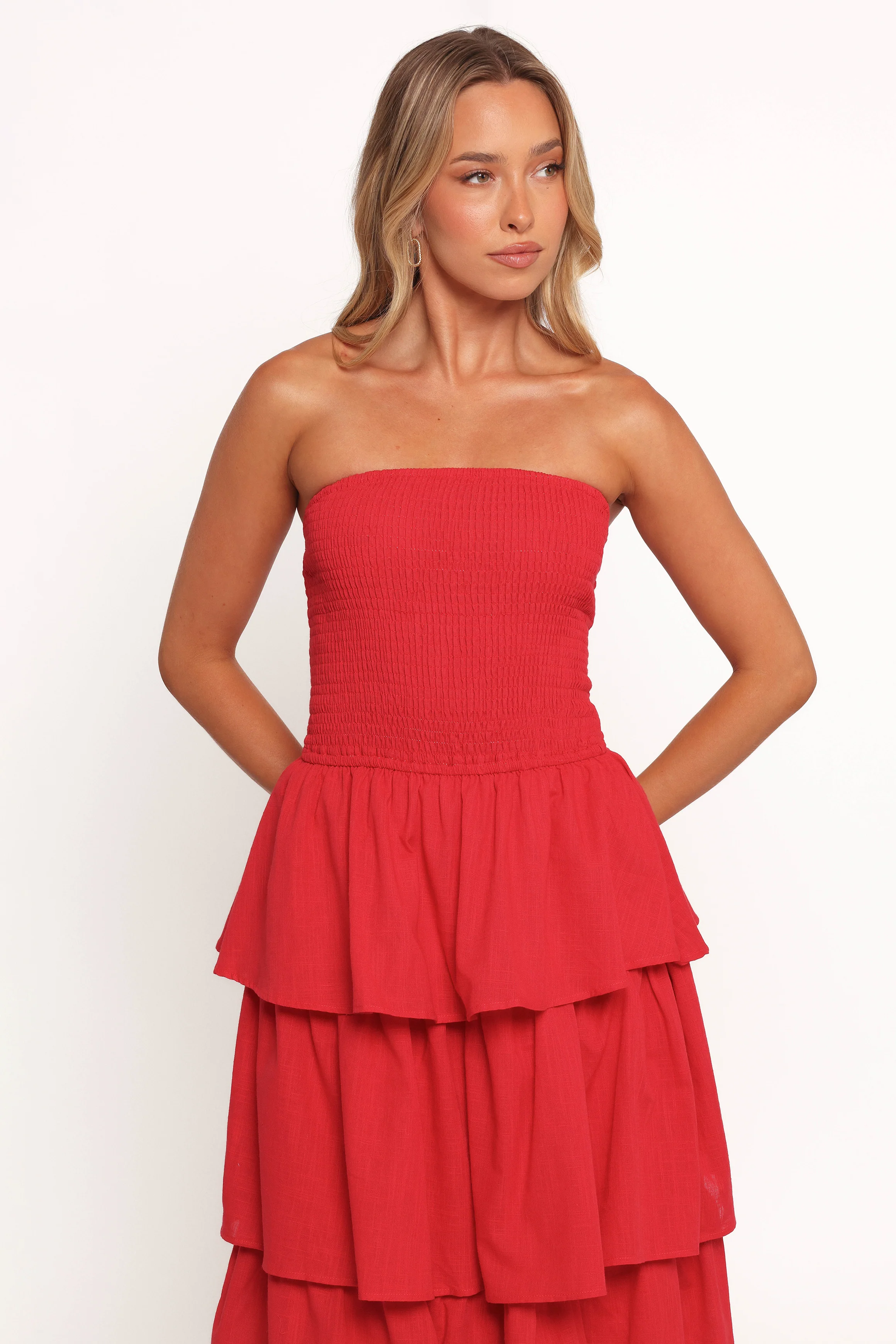 Arcadia Maxi Strapless Dress - Red