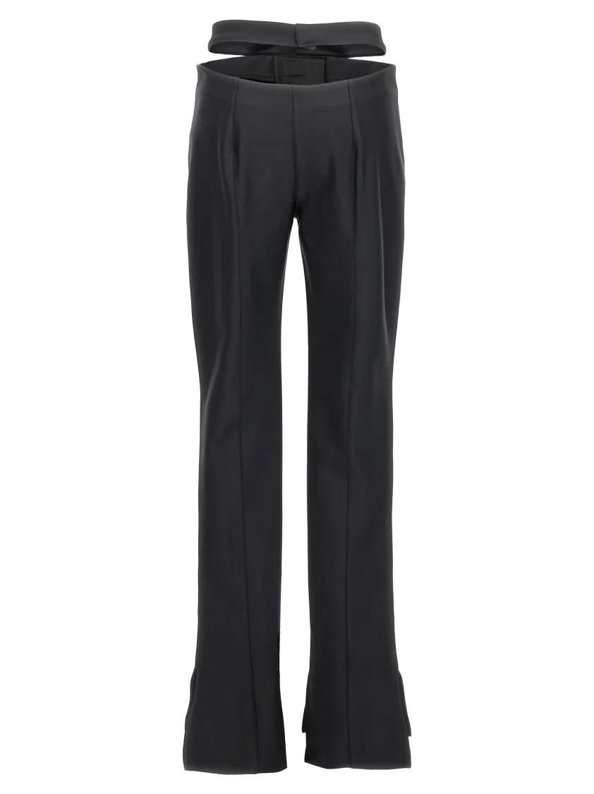 Flared Black Pants With Stylish Split Detail