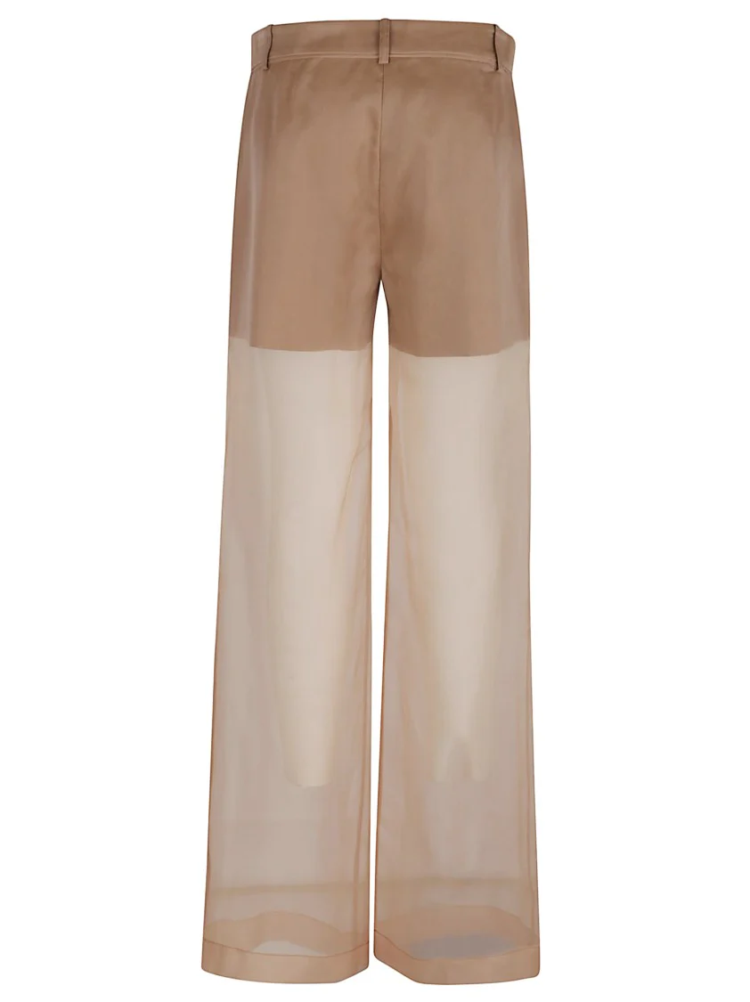 Transparent Organza Wide Trousers With Fabric Culottes