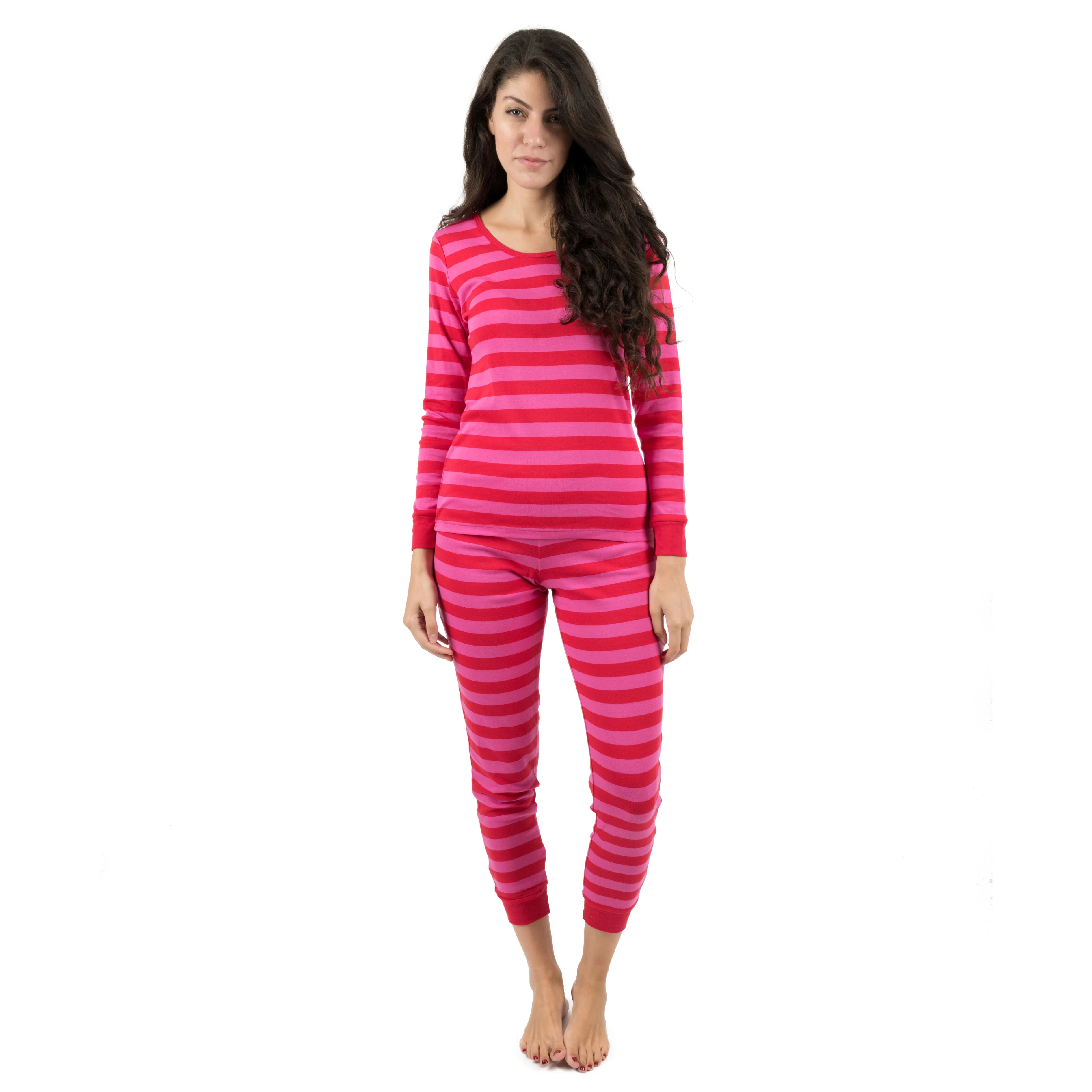 Womens Two Piece Cotton Pajamas Striped