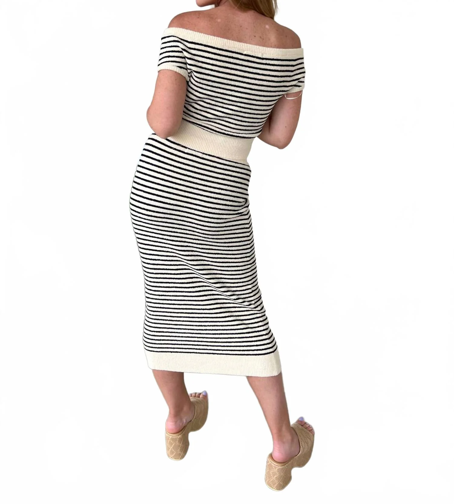 Maya Knit Midi Skirt In Beige/black