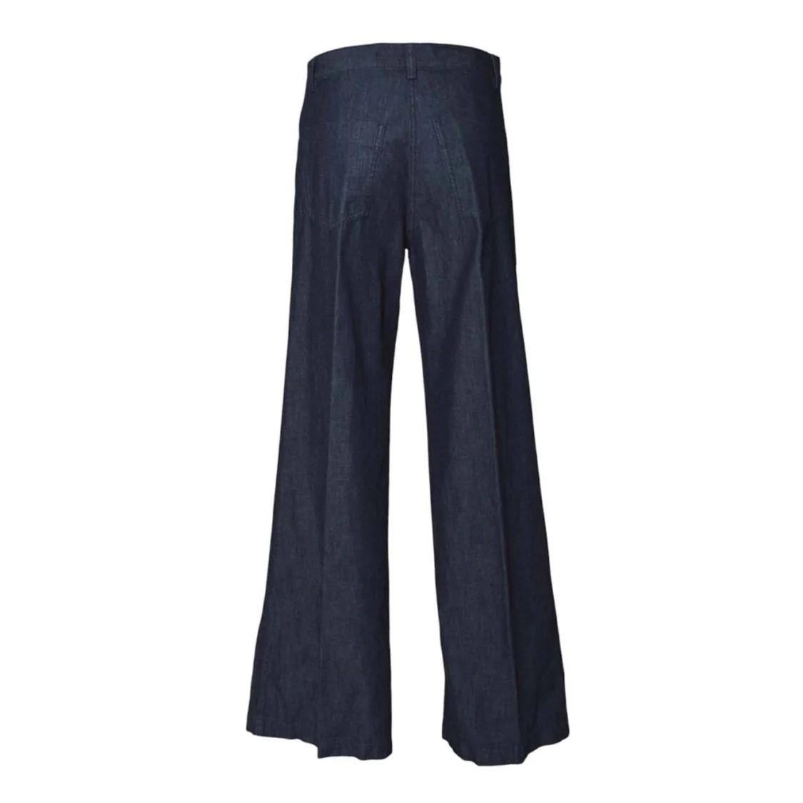 Blue Cotton Denim Wide-Leg Trousers