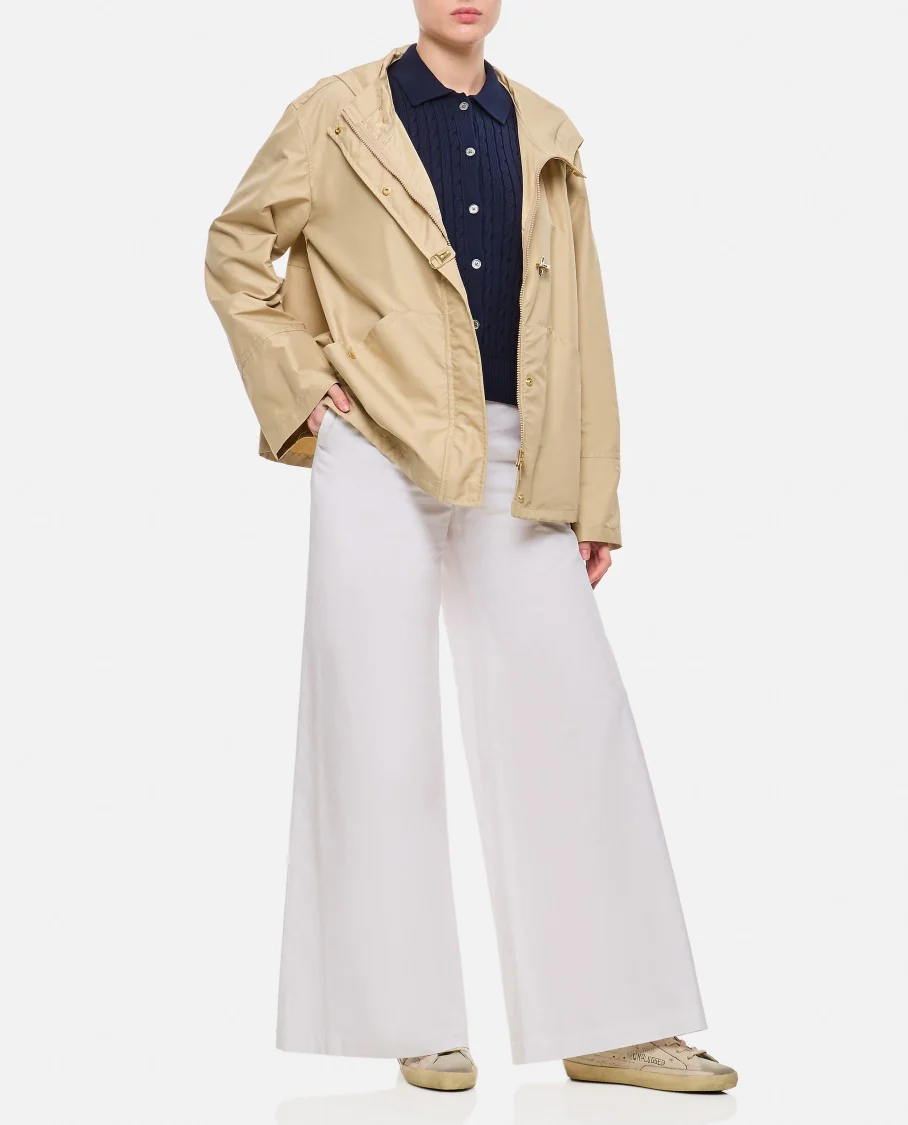 Relaxed Fit White Cotton Wide Trousers