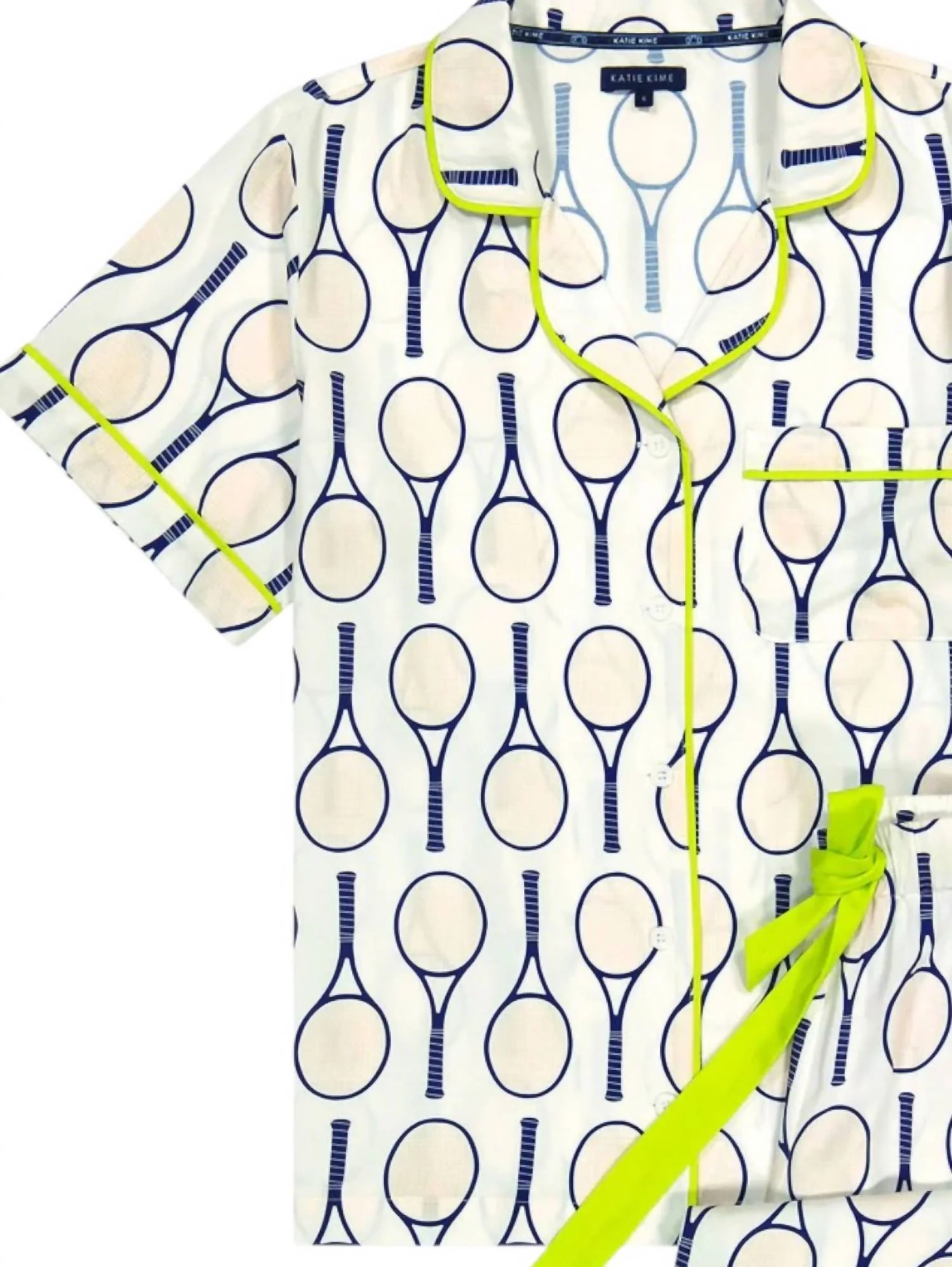 Tennis Time Pajama Short Set In Navy/green