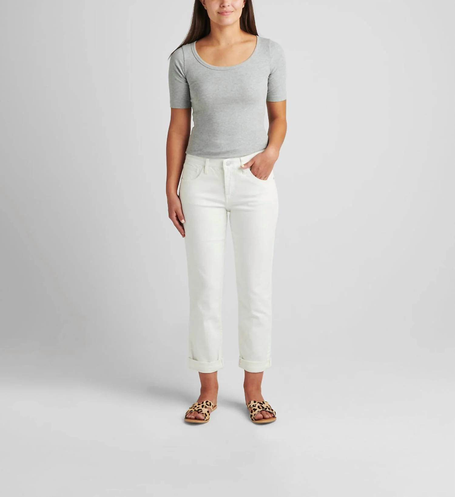 Carter Girlfriend Mid Rise Jean In White