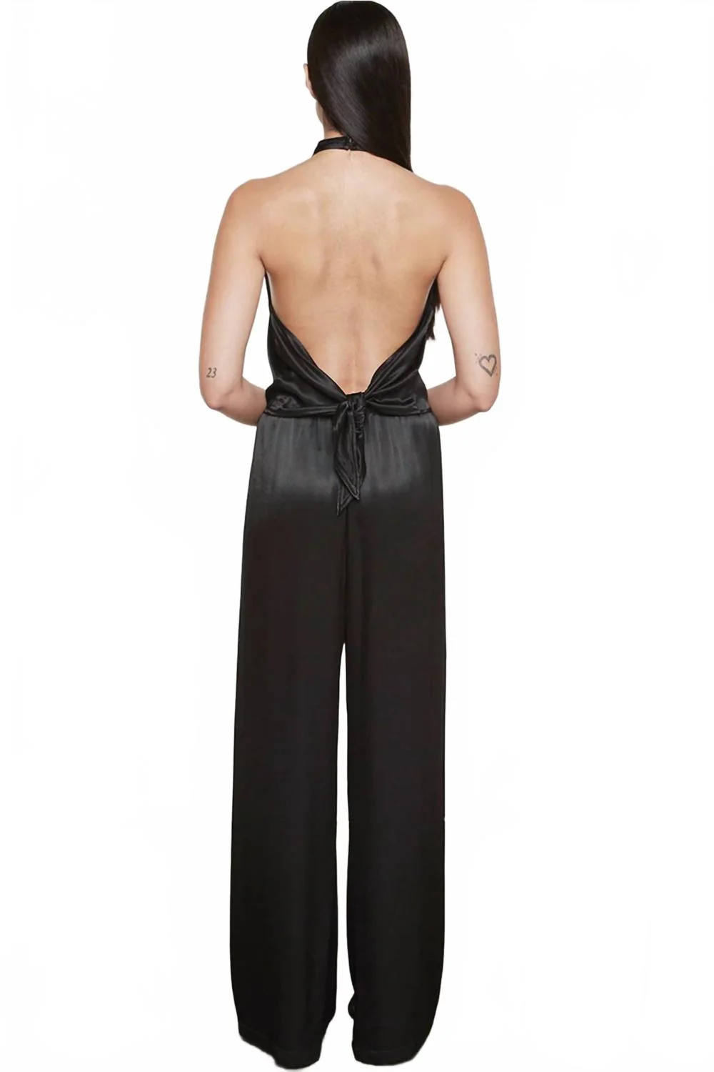 Satin Wide Leg Pant In Black