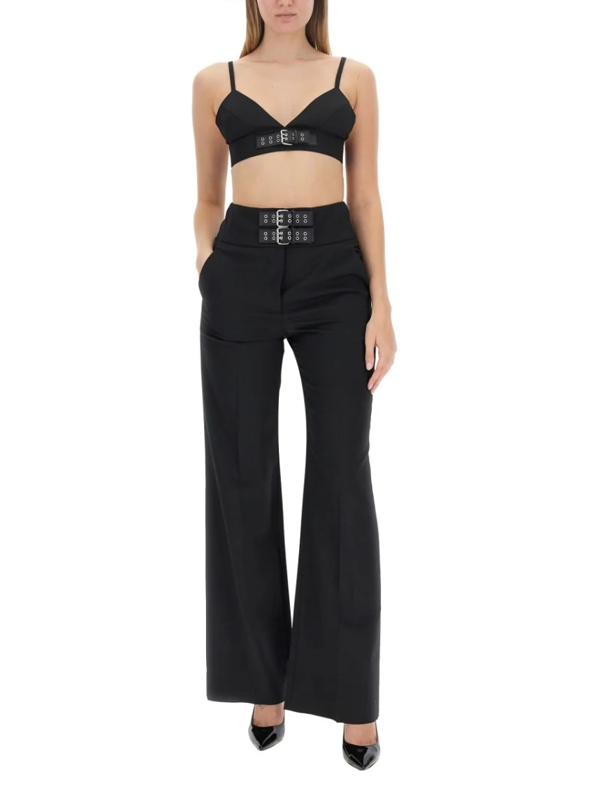 High-Waisted Pants With Straps And Back Pockets