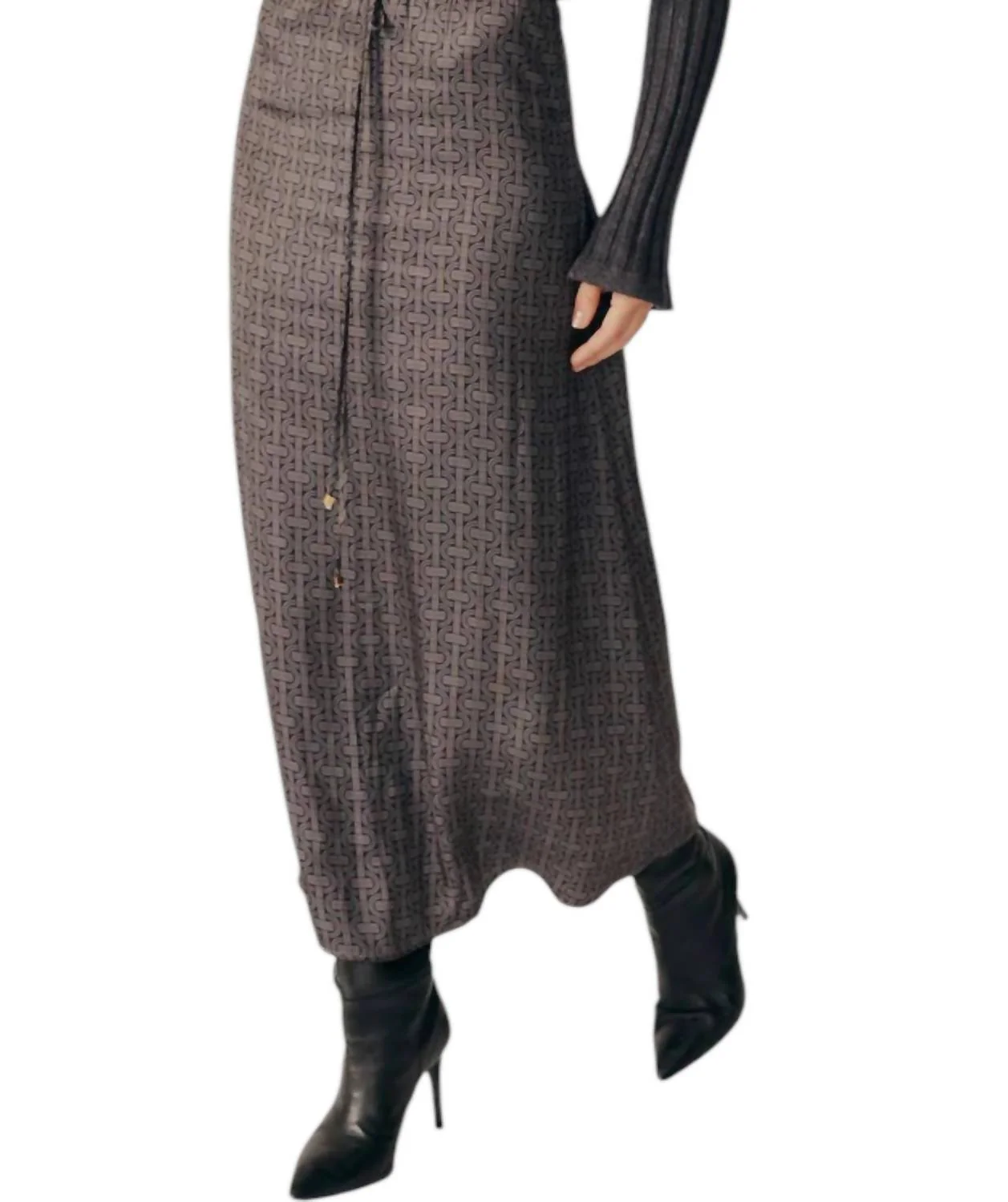 Paeonia Midi Skirt In Brown