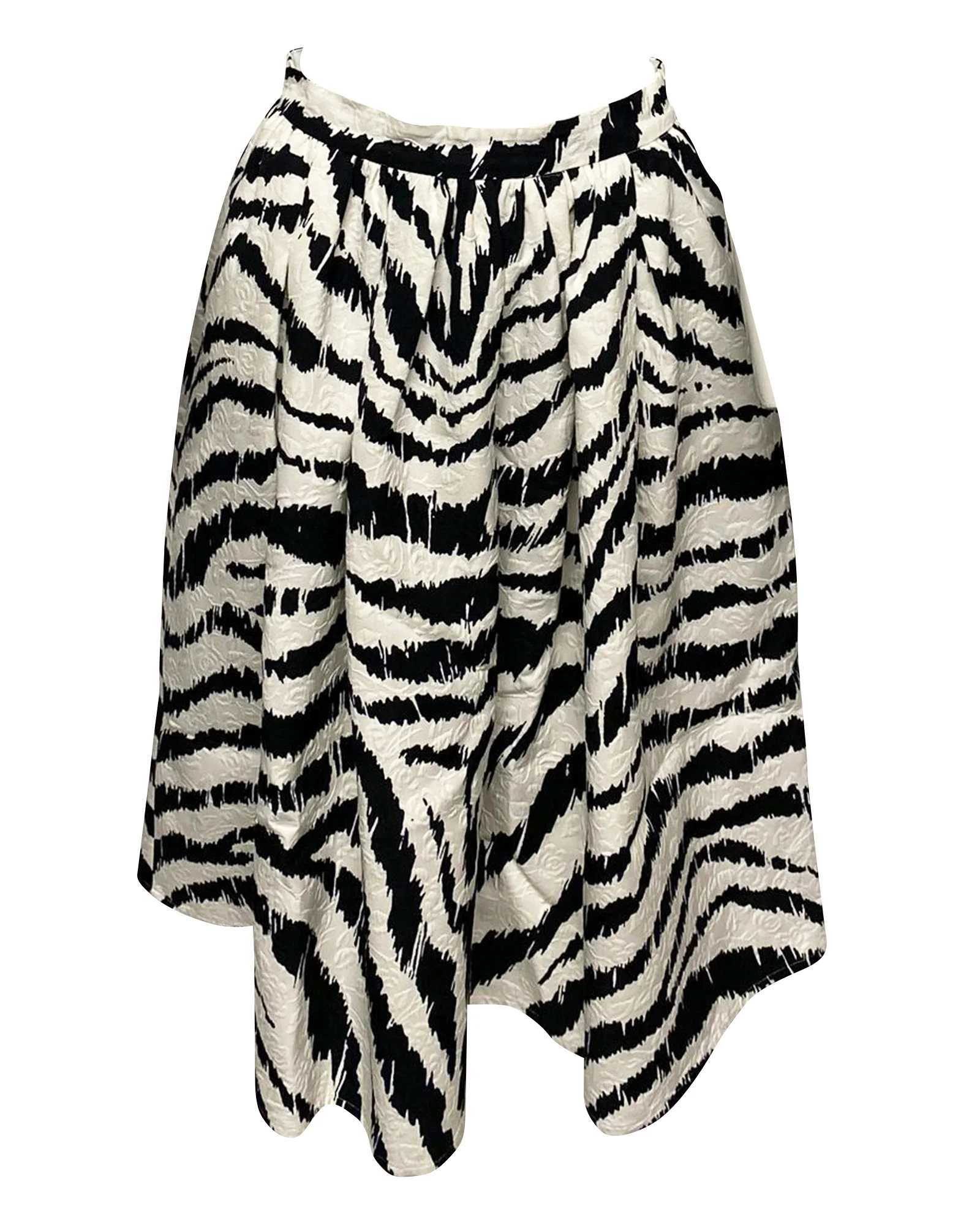 MSGM Zebra Print Midi Skirt in Black and White Viscose