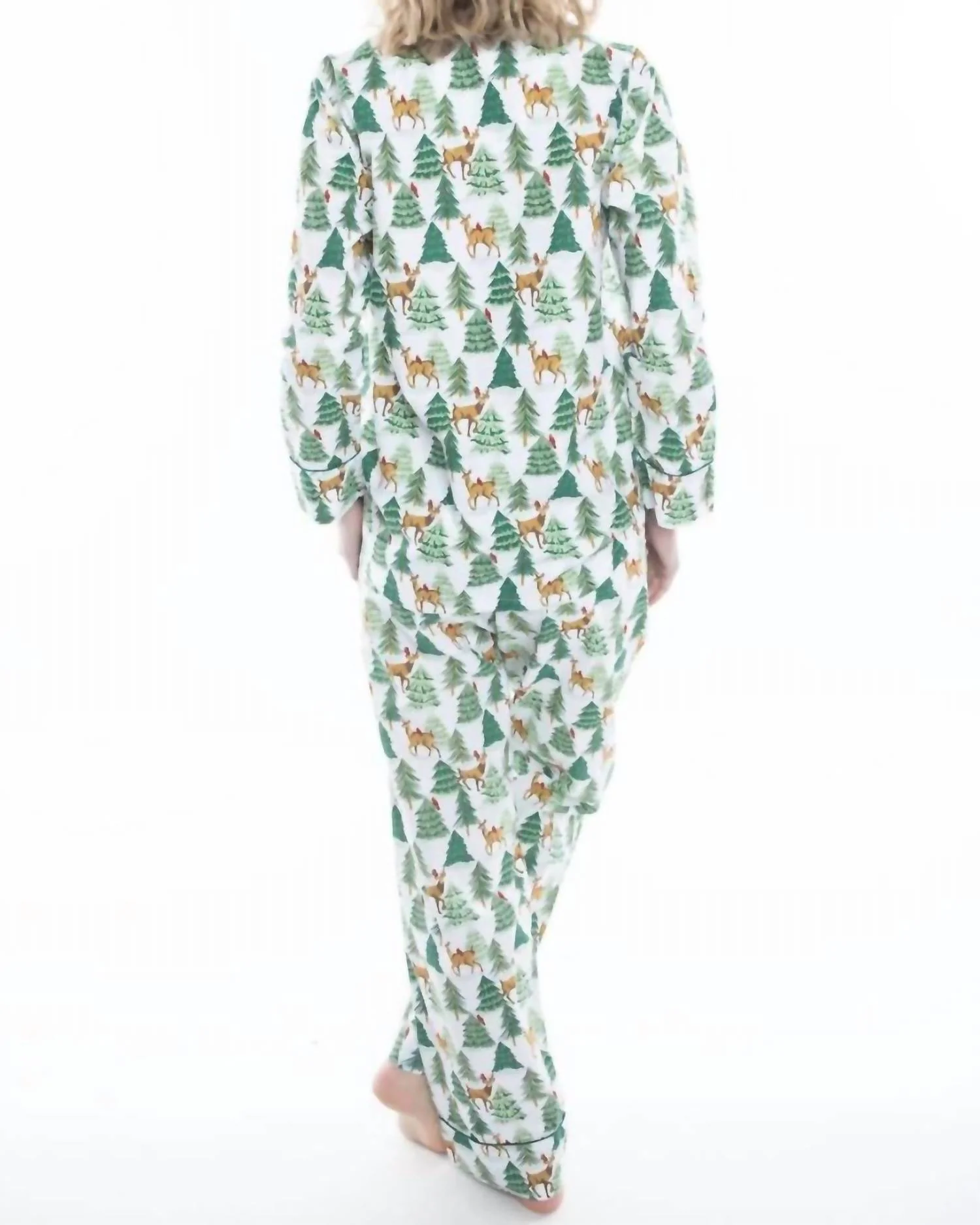 Deer Jamas Long Sleeve Set Pajama In White