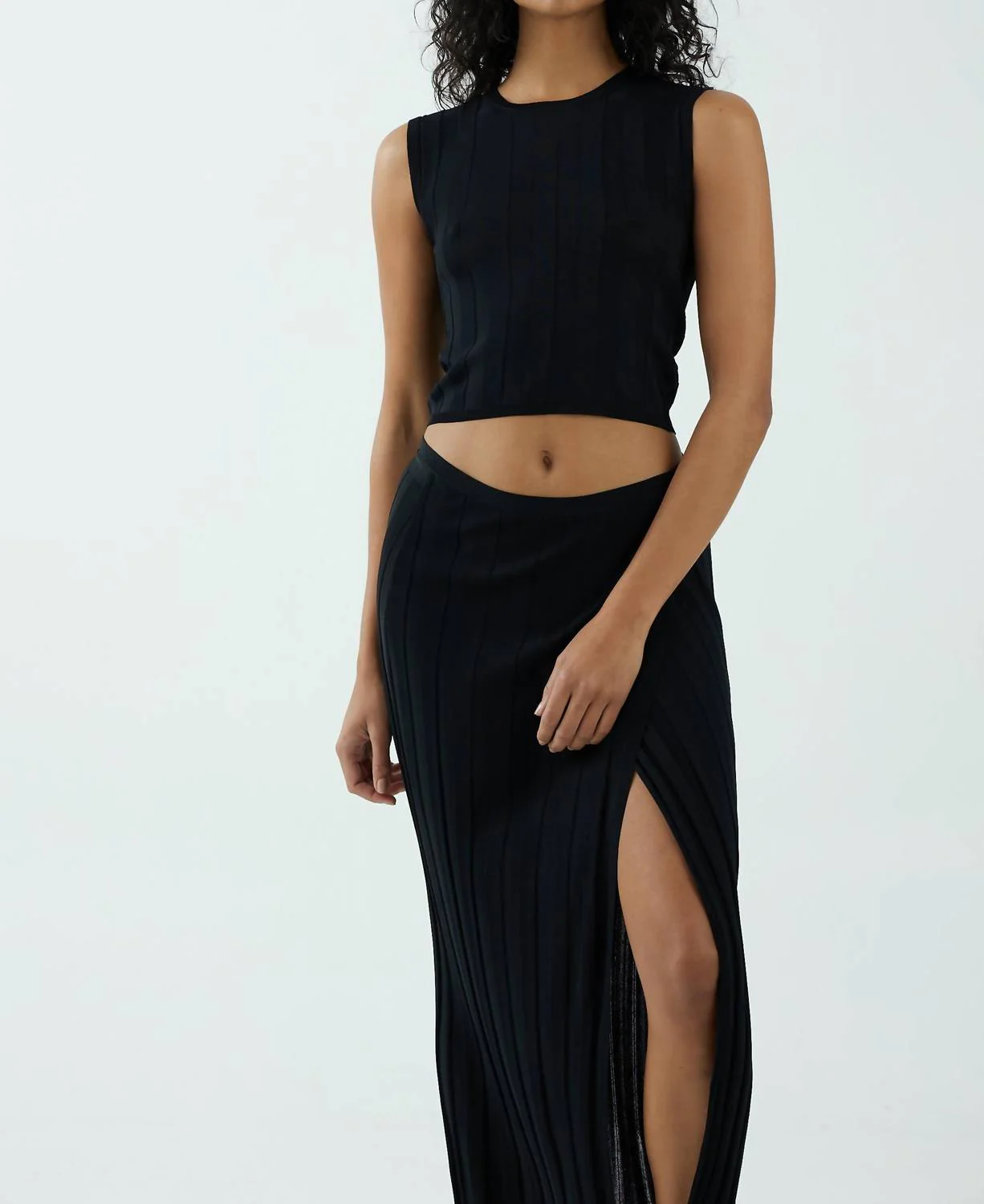 Liason Knit Wrap Skirt In Black