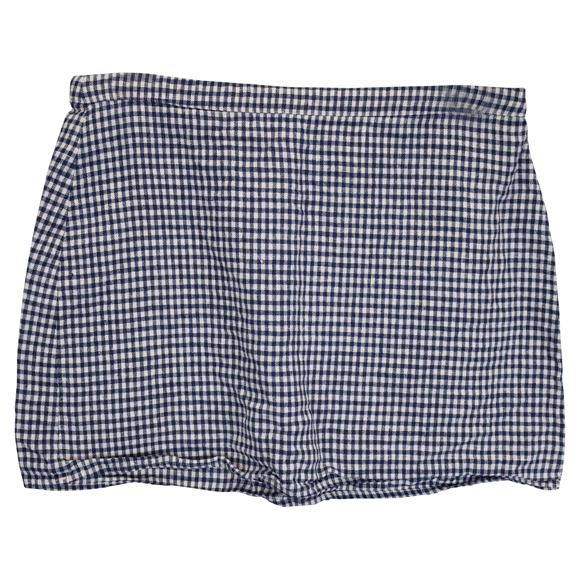Reformation Elton Gingham Mini Skirt in Blue Linen