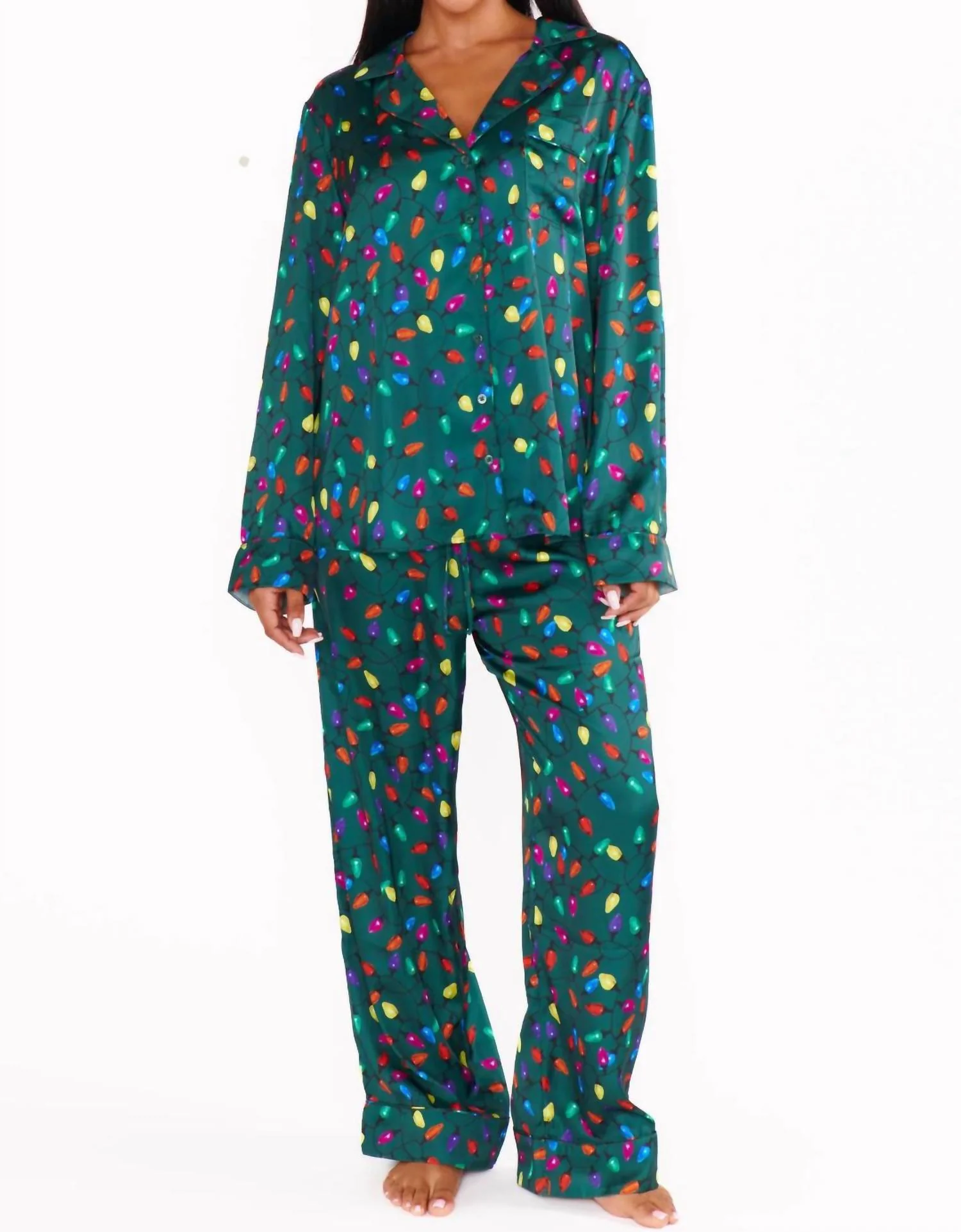 Classic Pj Set In Festive Lights Silky