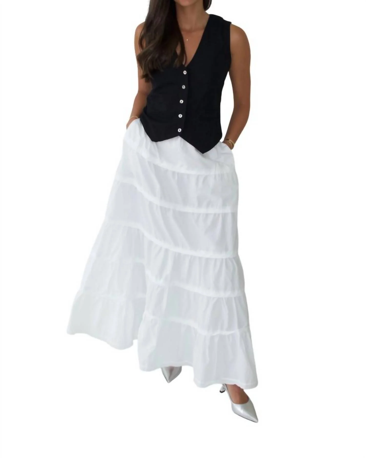 Tiered Skirt In White