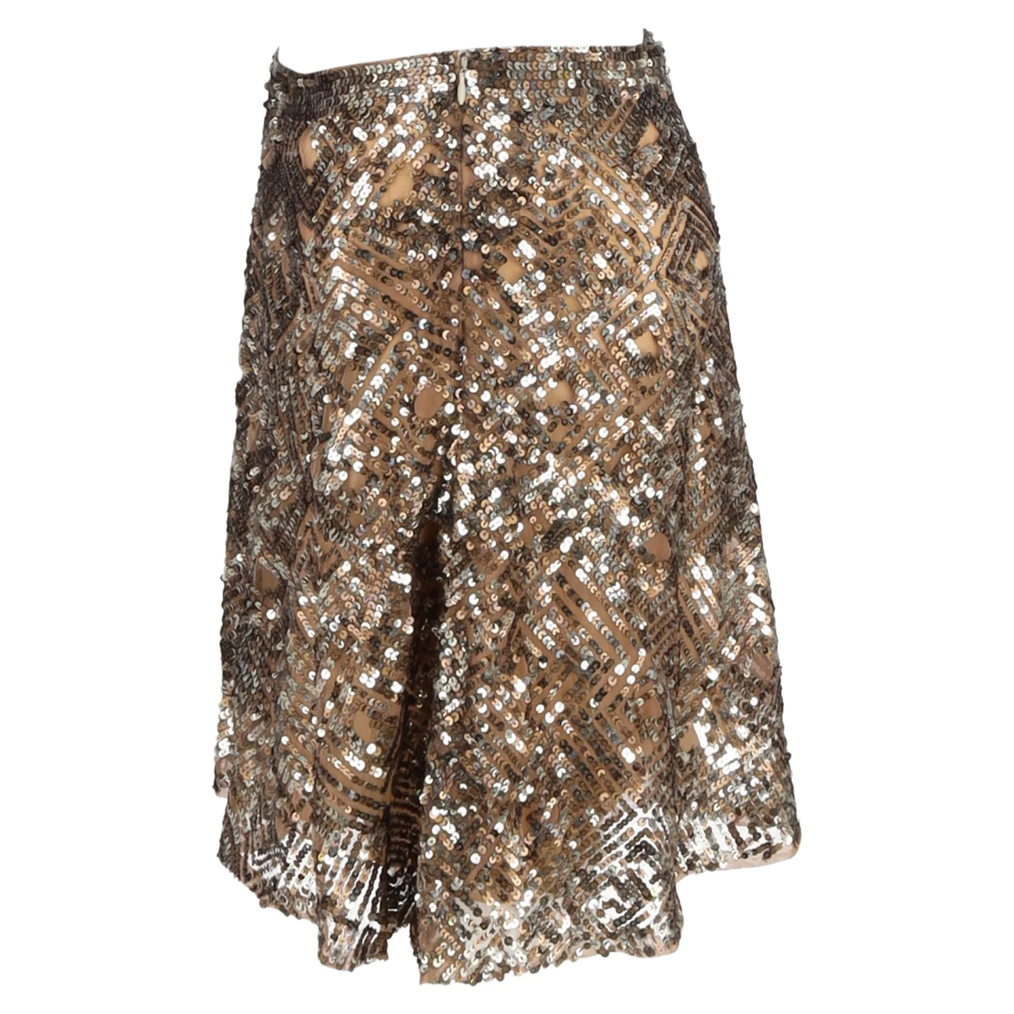 Ralph Lauren Mini High-Waisted A-Line Skirt in Gold Sequin