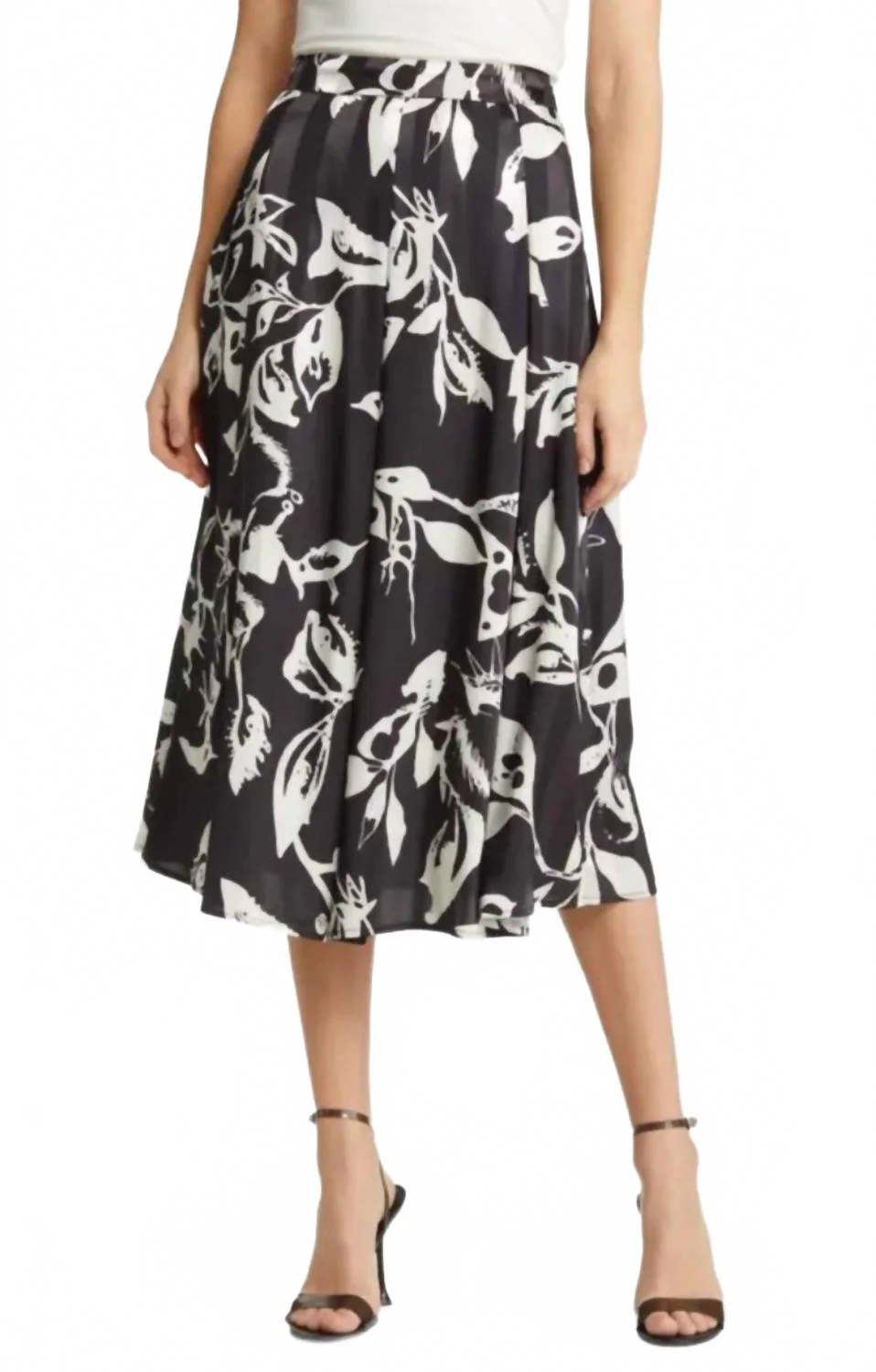 Ryan Floral Midi Skirt In Black