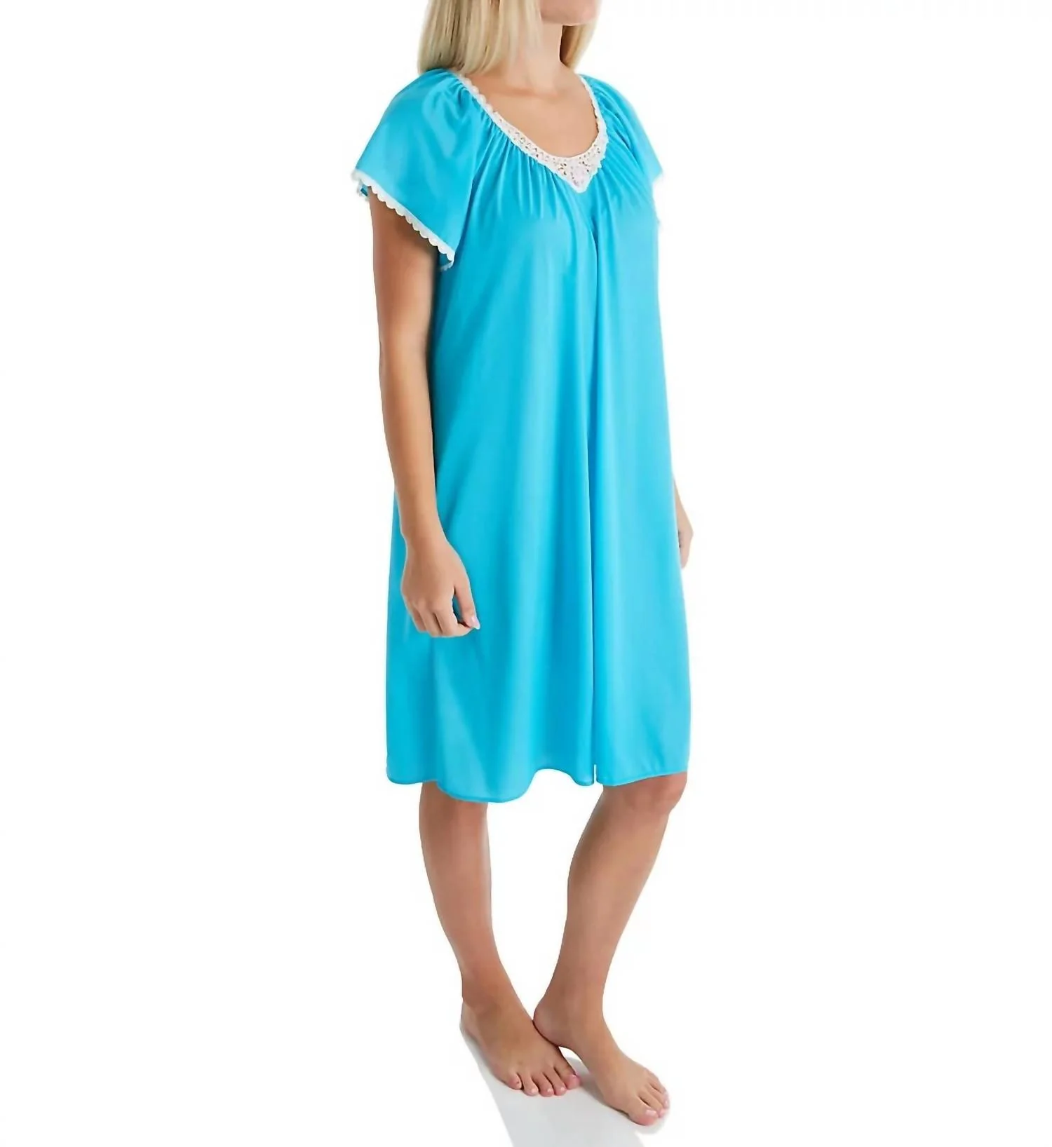 Cameo Short Nightgown In Turquoise