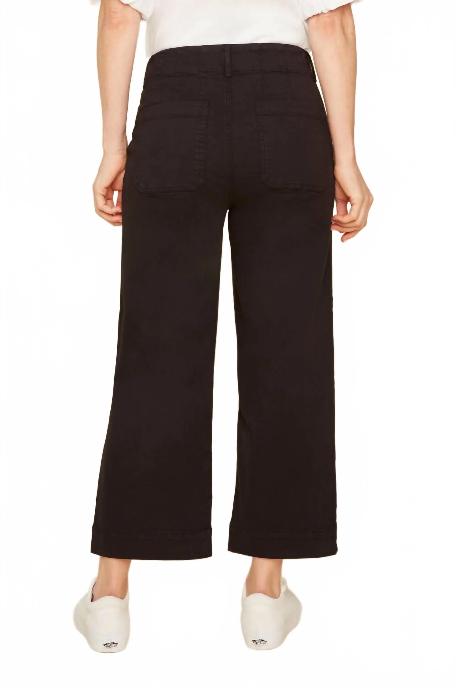Women's Wide Leg Ankle Pant In Black
