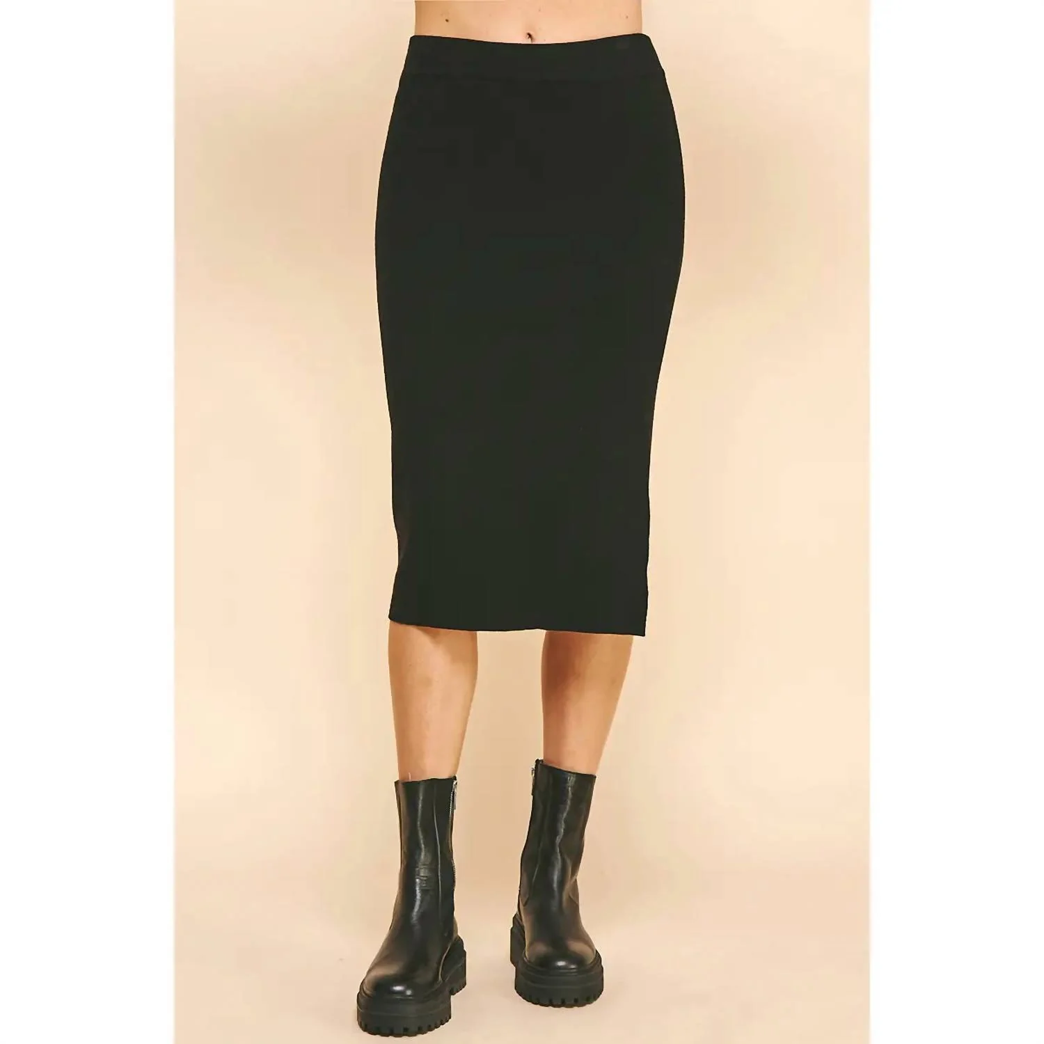 Women's Where You Are Side Slit Sweater Midi Skirt In Black
