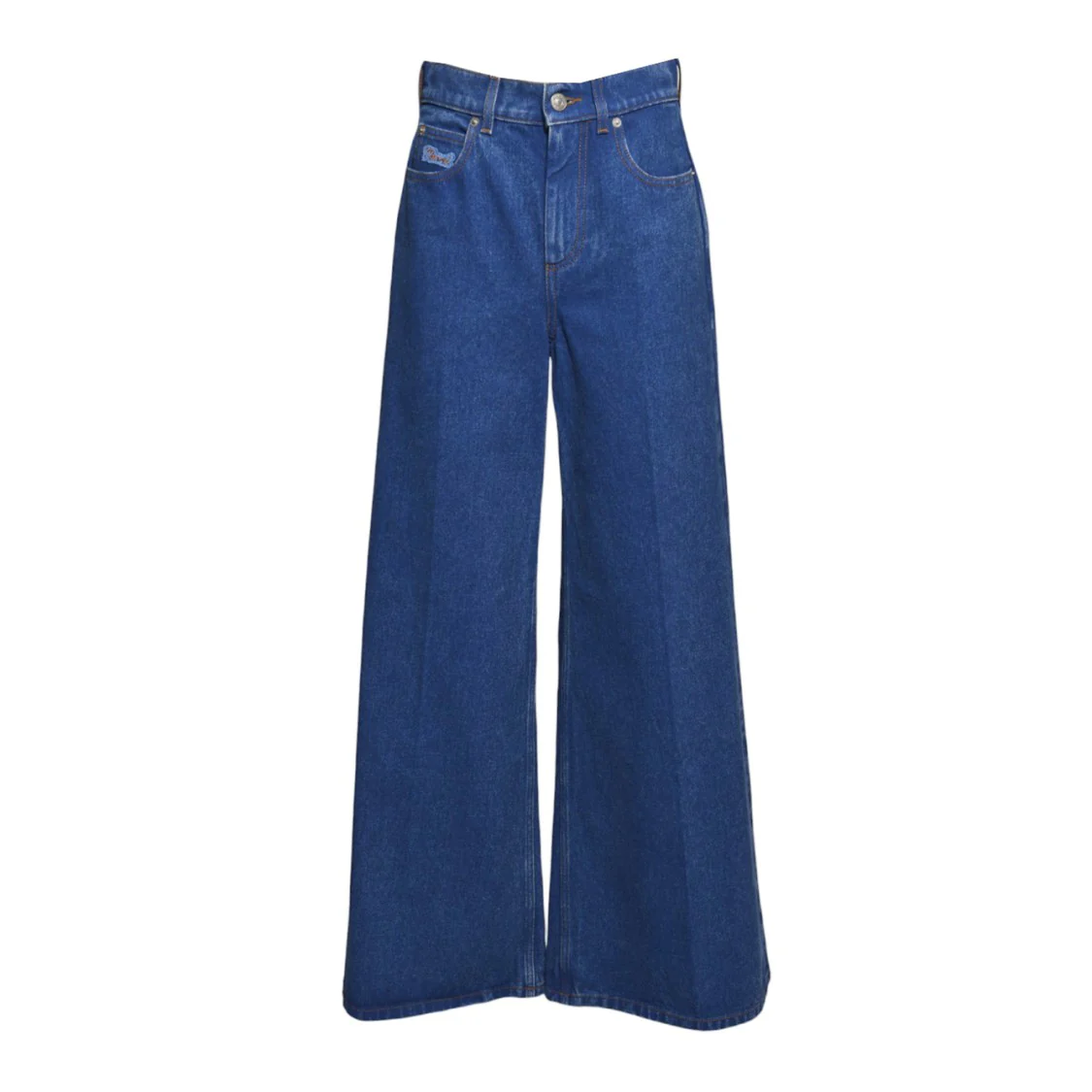 Wide Leg Jeans In Blue Denim