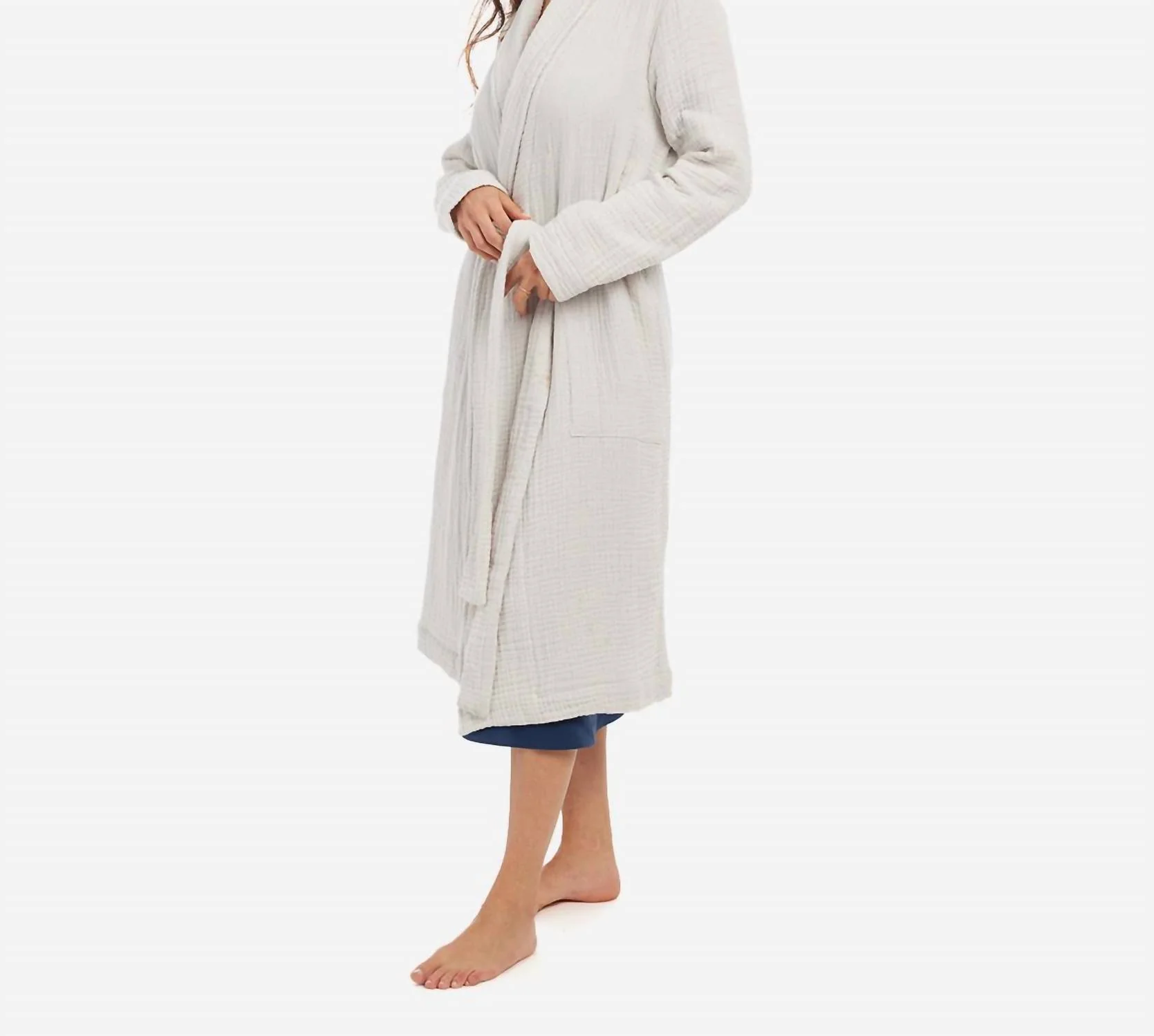 Zoey Cotton Gauze Long Sleeve Robe In Moonbeam