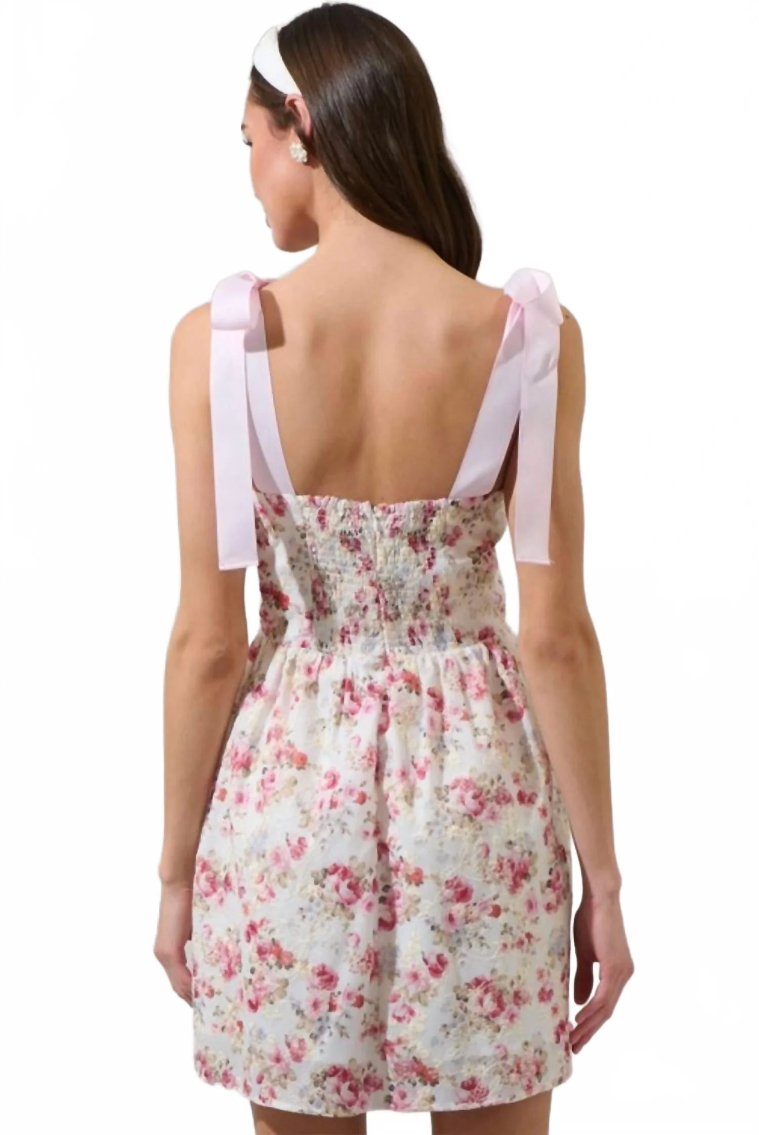 Women's Hanna Eyelet Nidia Mini Dress In White Pink