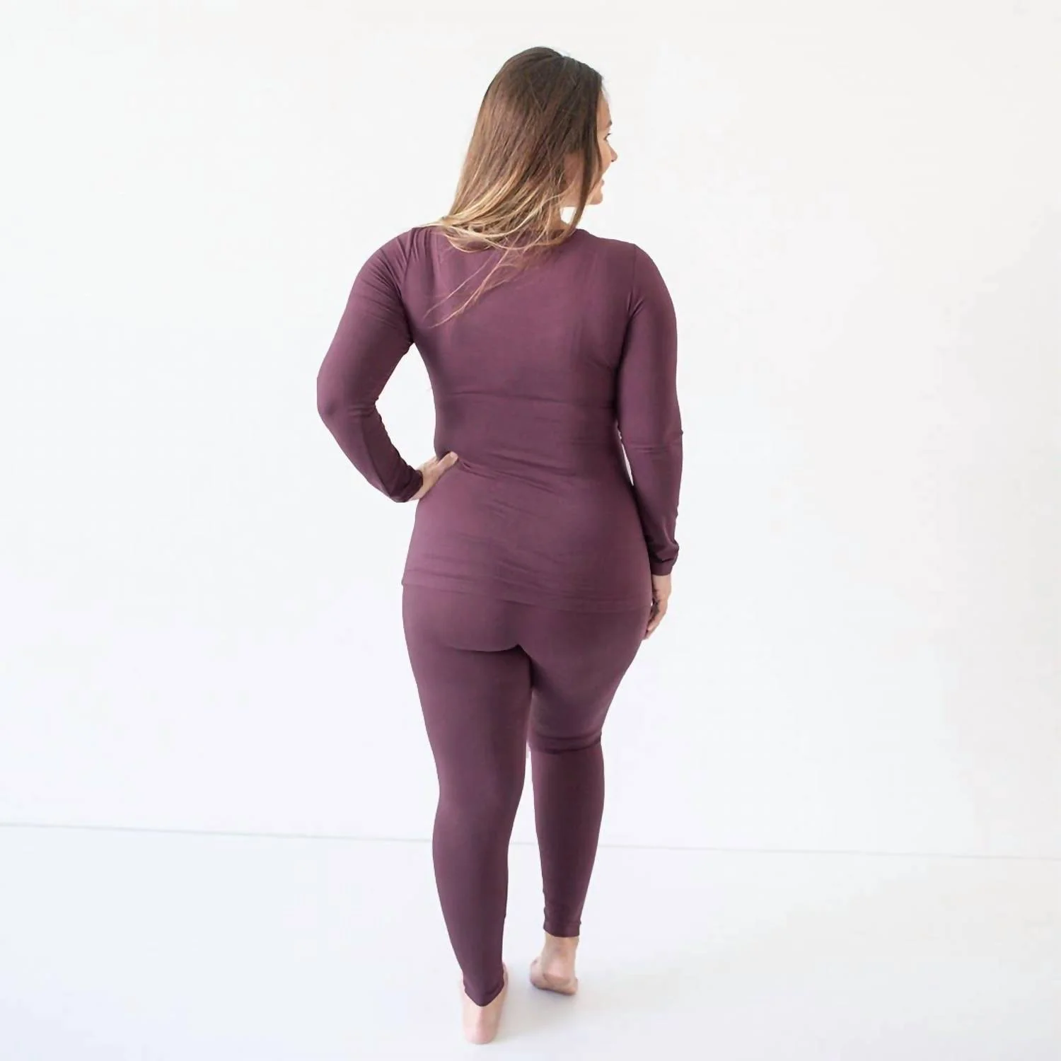 Jane Long Sleeve Nursing Pajama Set In Burgundy Plum
