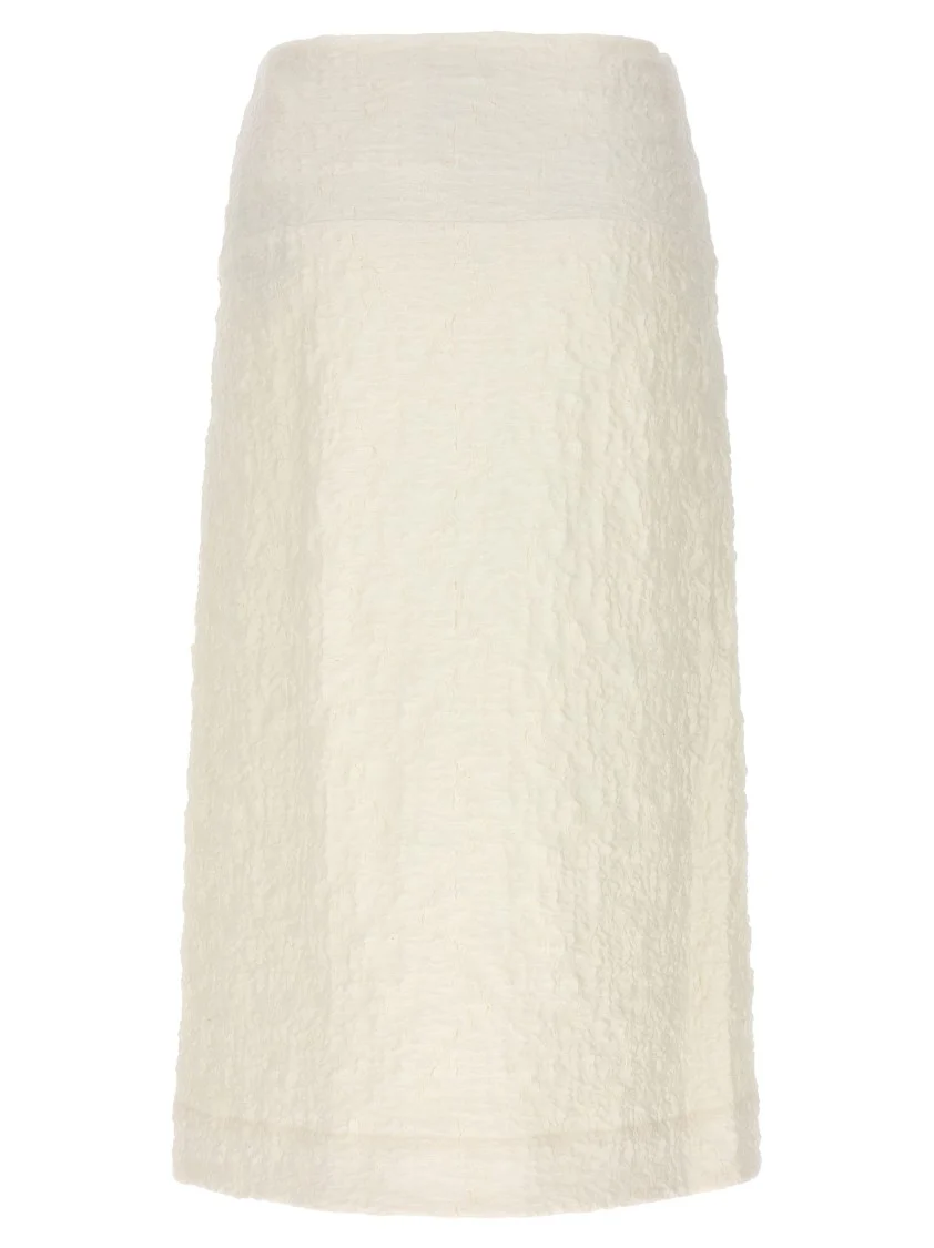 Textured Cotton Skirt With Front Zip Closure