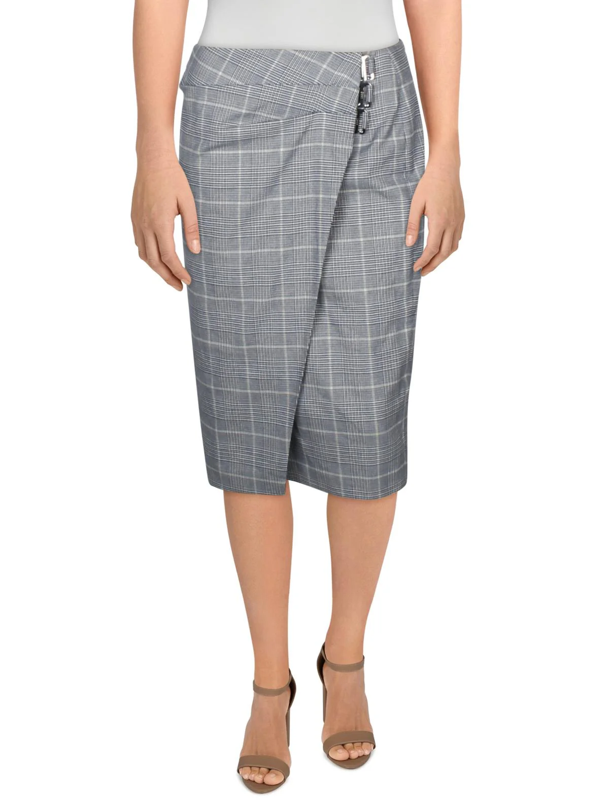 Womens Plaid Above Knee Wrap Skirt