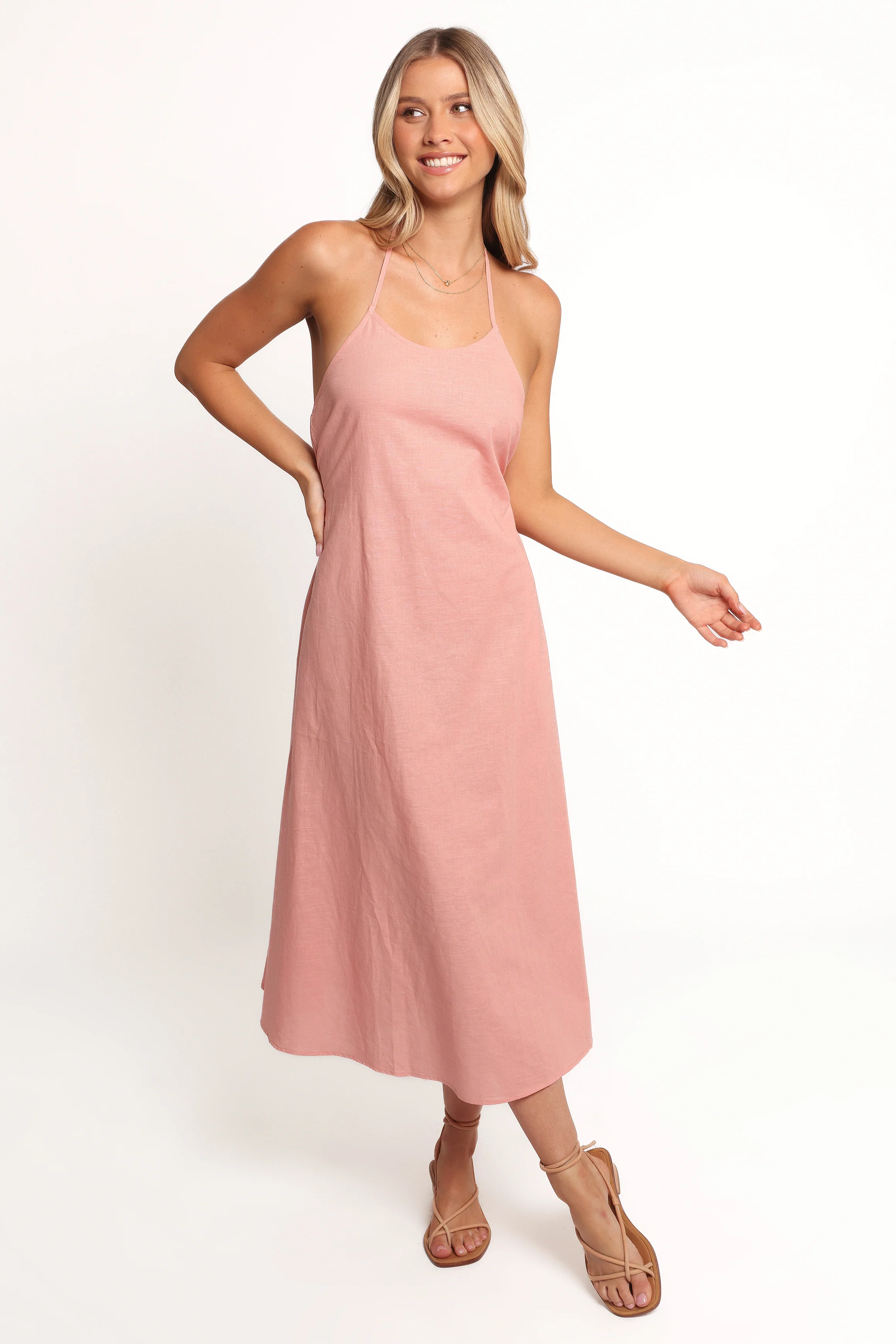 Nadine Halterneck Midi Dress - Pink