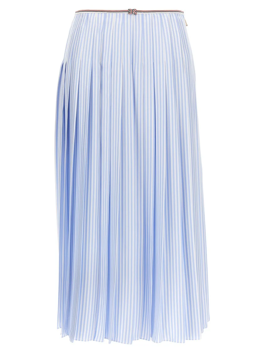 Pleated Striped Silk Skirt