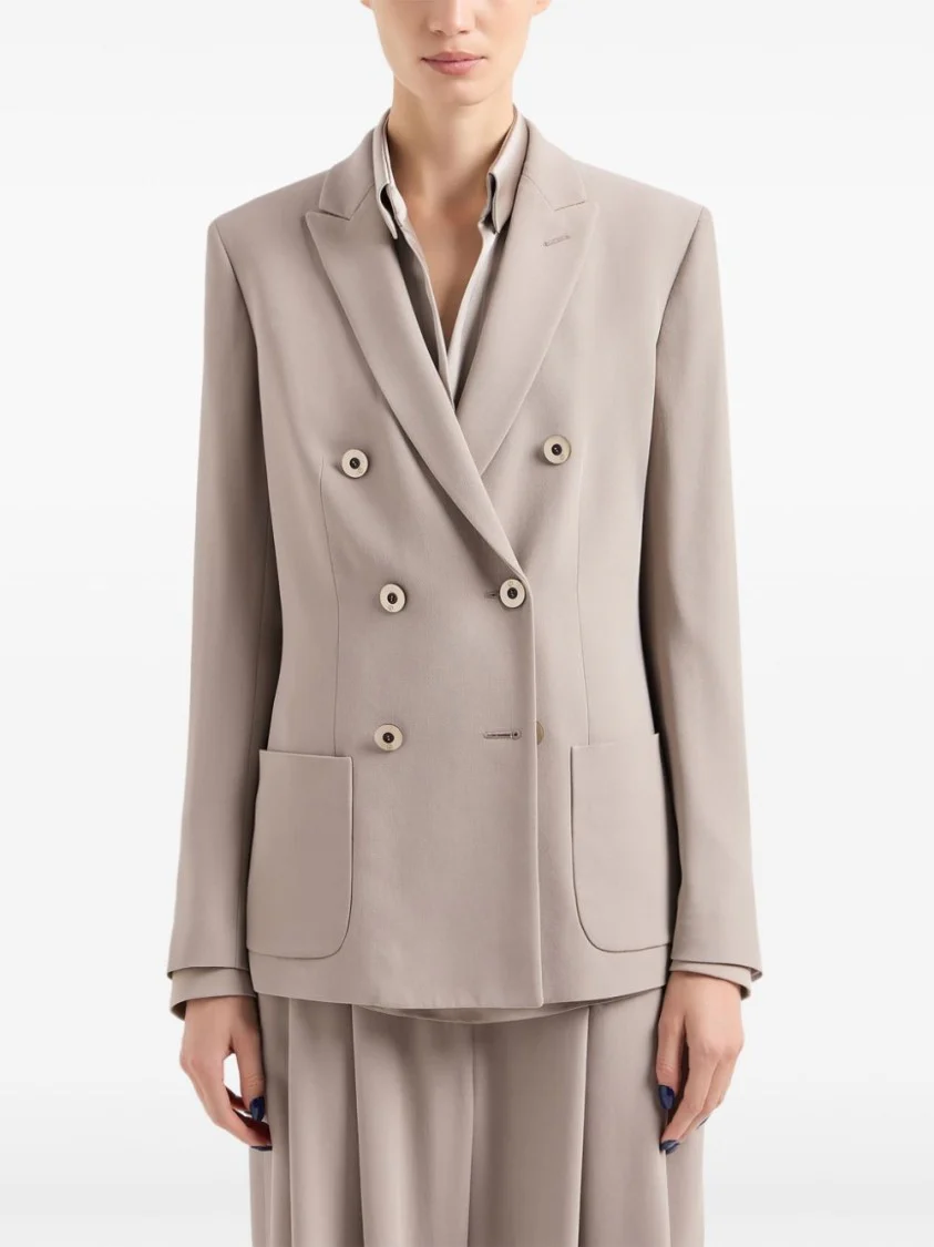 Double-Breasted Silk Blazer With Tailored Silhouette