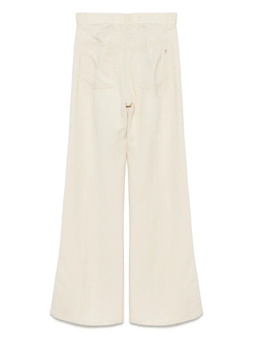 Wide-Leg Ecru Jeans With Classic Five-Pocket Design