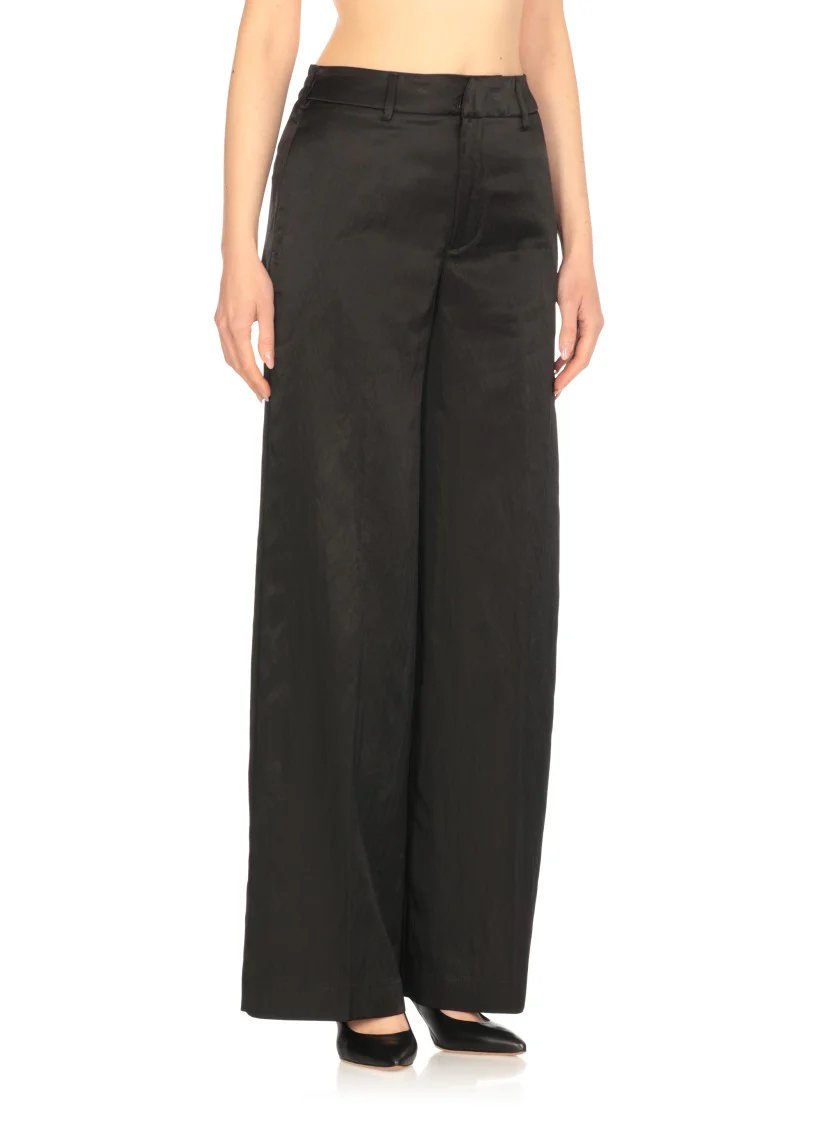 Black Viscose Palazzo Pants With Elegant Waistband