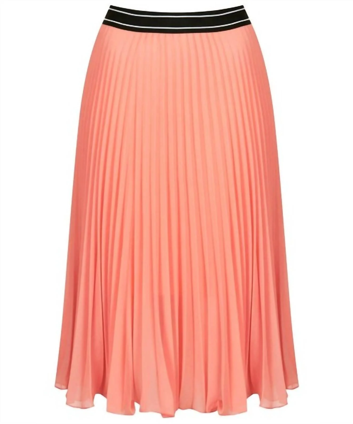 Pleated Midi Skirt In Orange