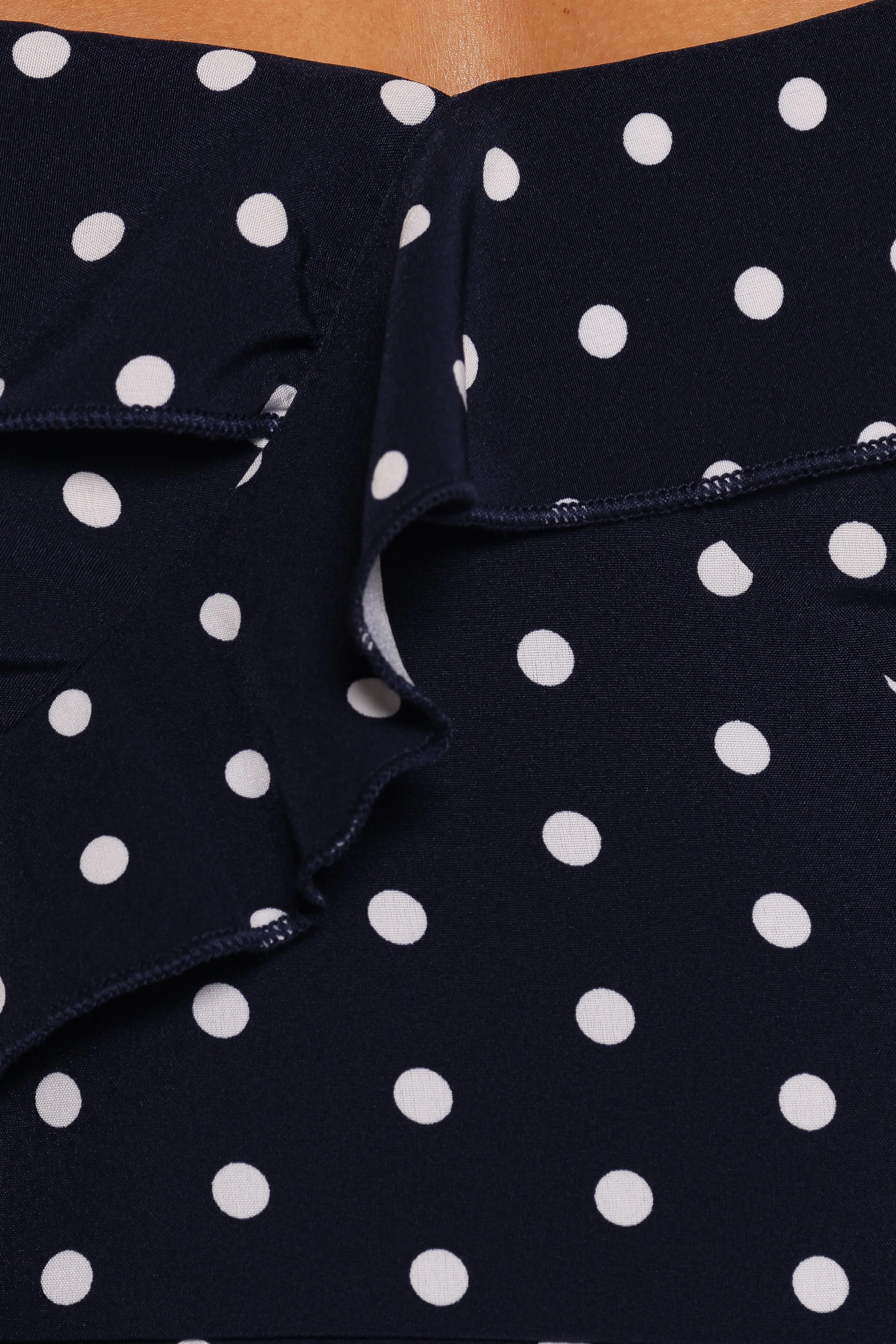Ebony Mini Dress - Navy White Polka Dot