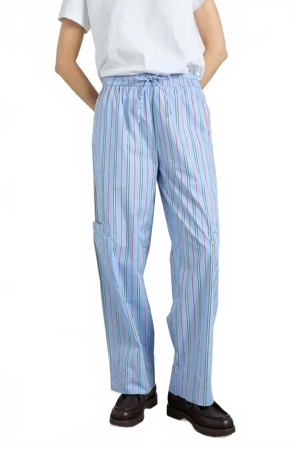 Harrison Pants With Ties In Bold Blue Stripe