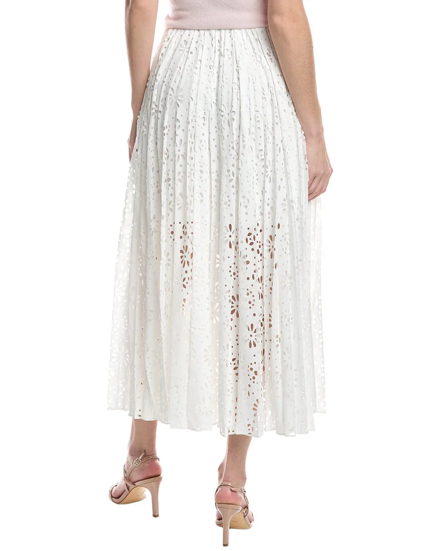 Rebecca Taylor Geo Eyelet Pleated Maxi Skirt