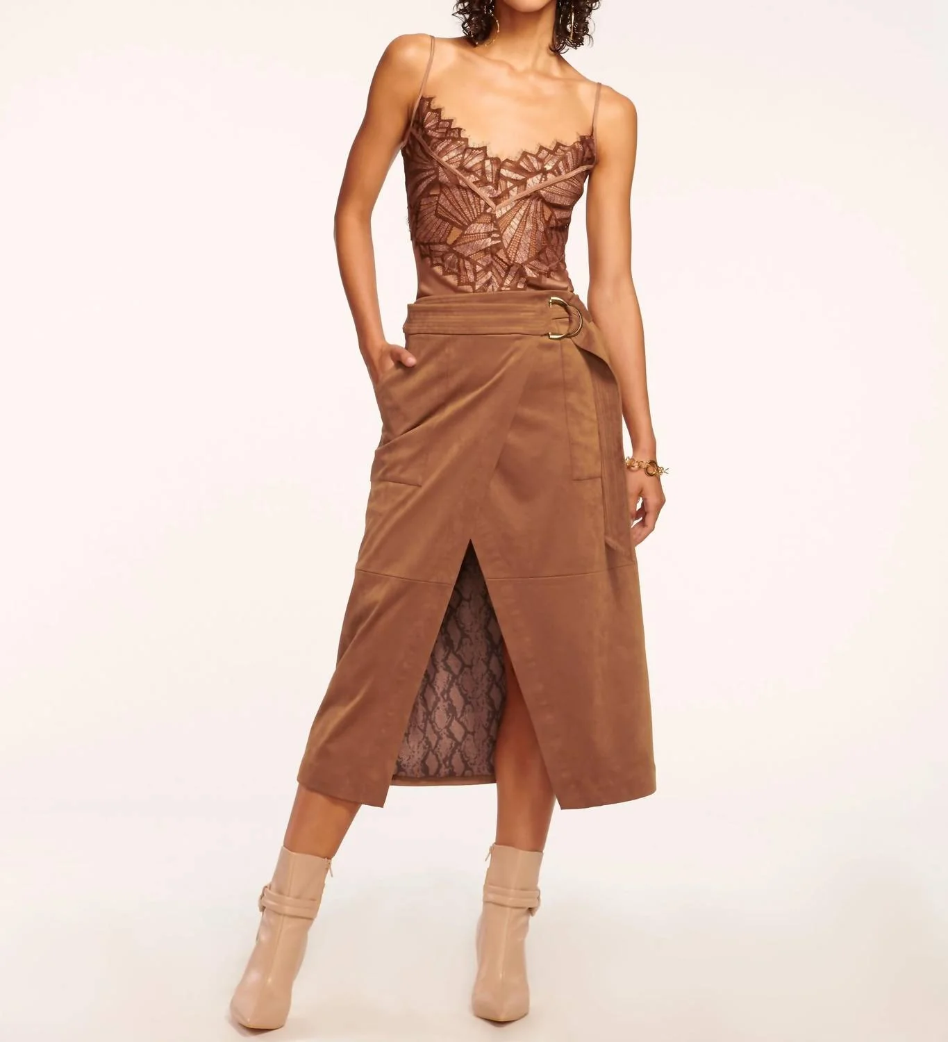 Dephie Suede Skirt In Saddle