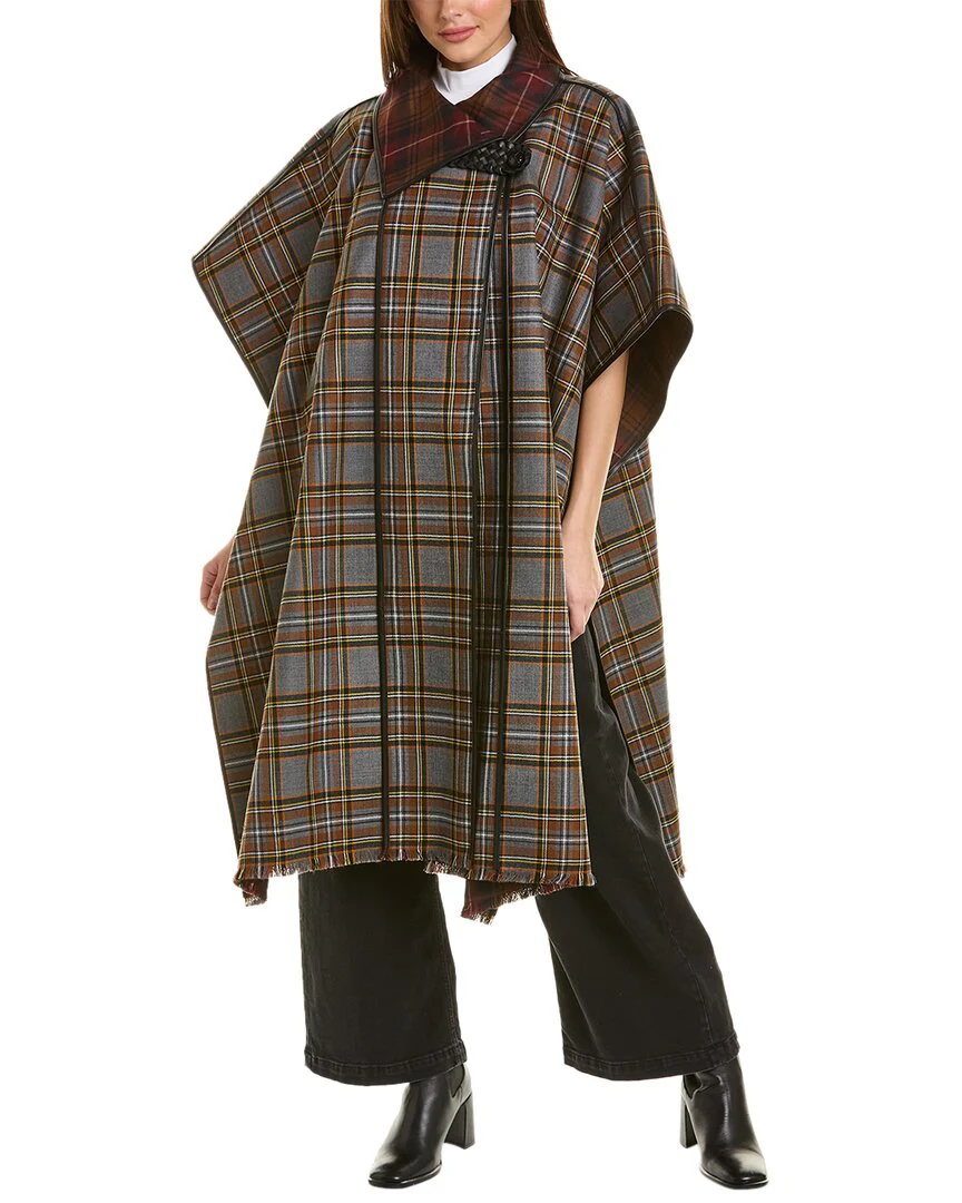 Lafayette 148 New York Reversible Leather-Trim Wool Cape